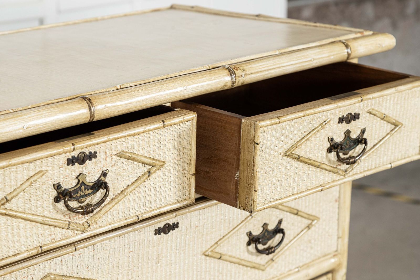 photo buy 19thc English Painted Bamboo Chest Drawers