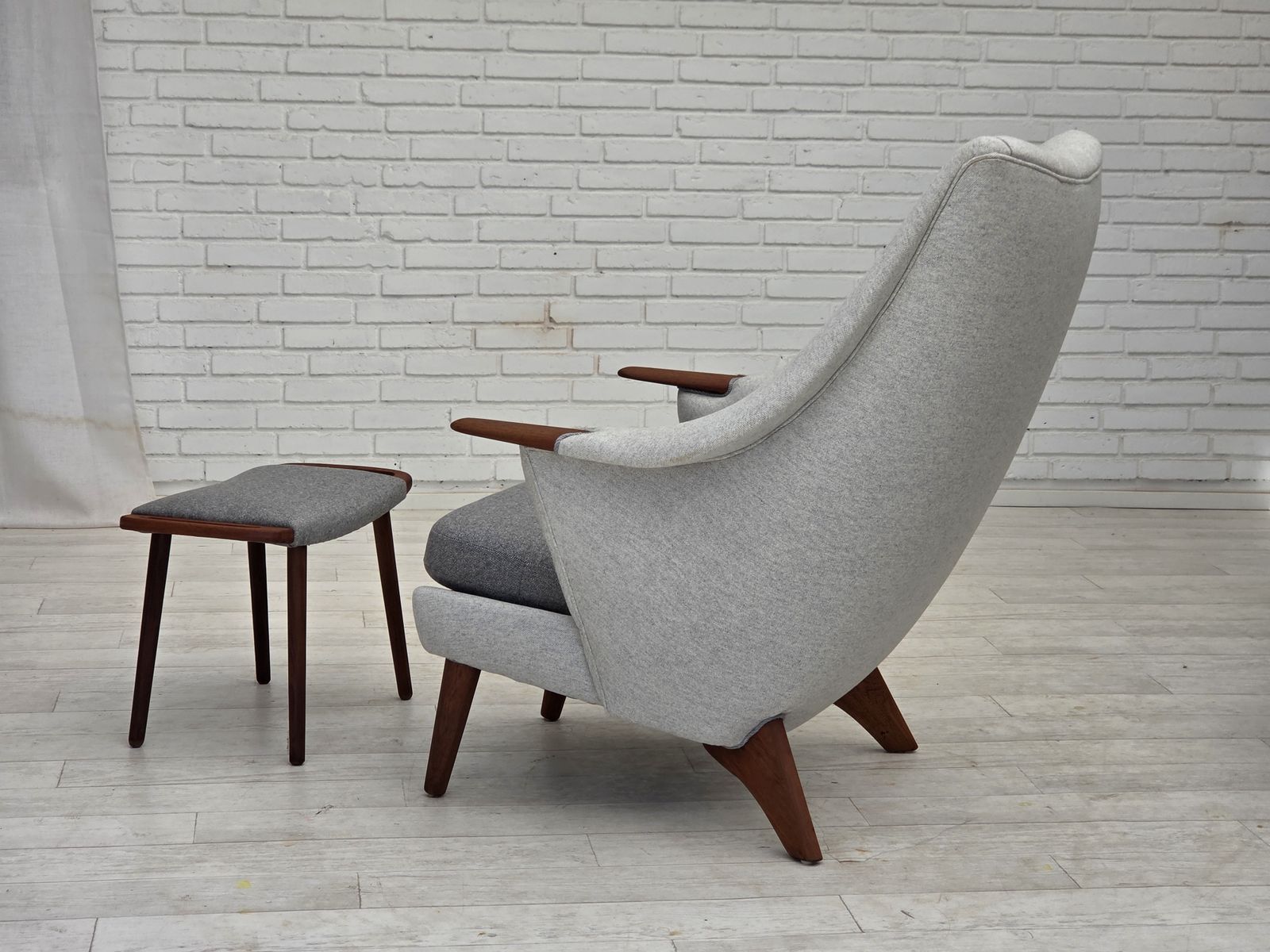 1970s, Danish High Backed Armchair, Wool, Teak Wood. photo Furniture