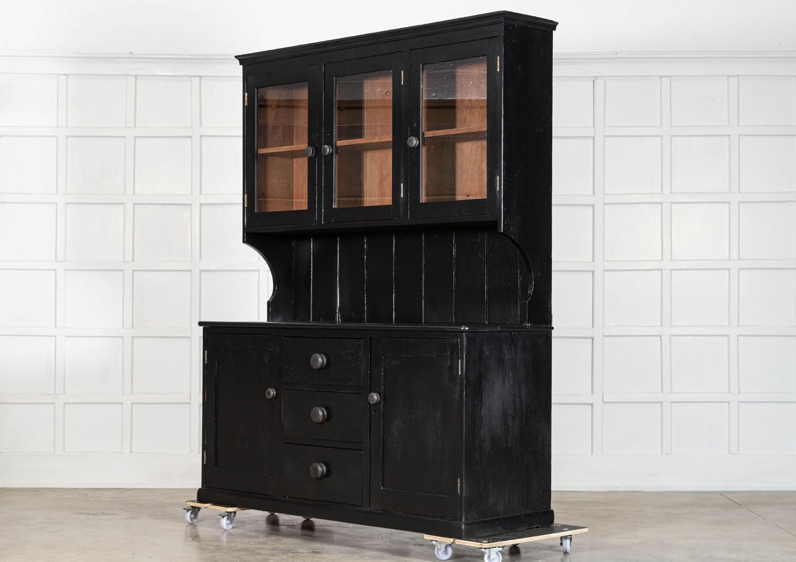 Large Ebonised 19thc English Pine Butlers Pantry Cabinet photo 5118.0
