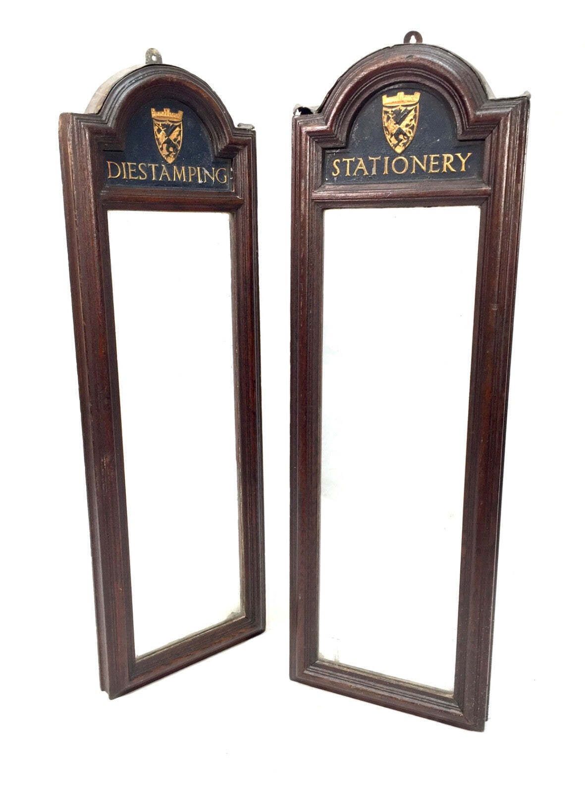 Antique Advertising Pair Of Oak Framed W H Smiths Wallhanging Frames Signs C1930 photo vintage