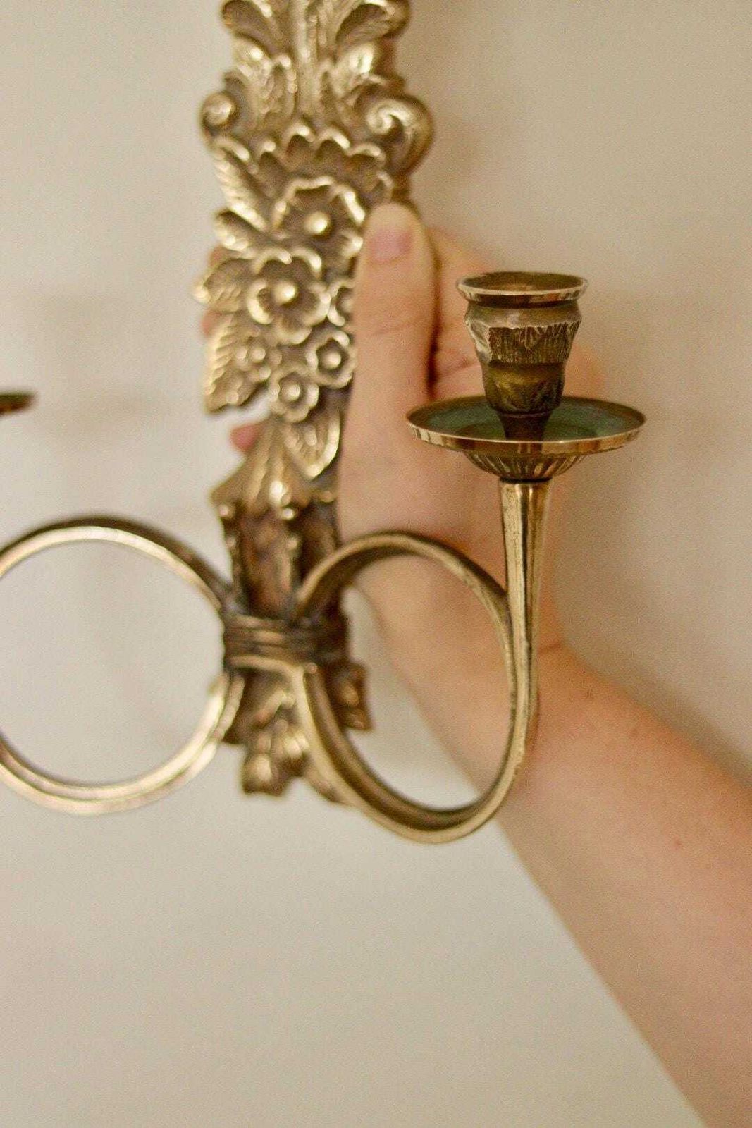 Pair Of Mid Century Italian Brass Bow Sconces photo buy