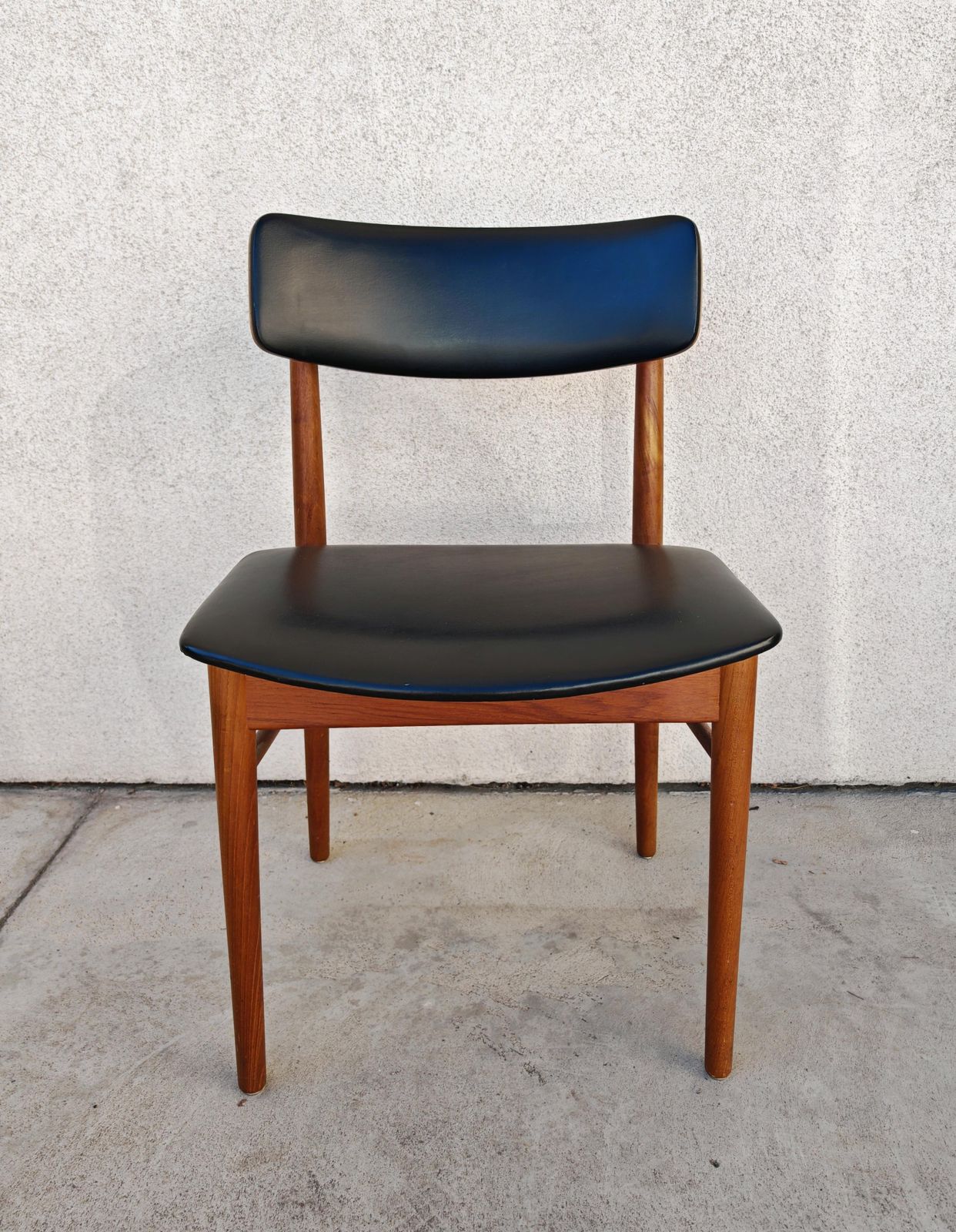 Pair Of Mid Century Dining Chairs In Teak And Vinyl, Designed By Sven Chrobat photo vinterior