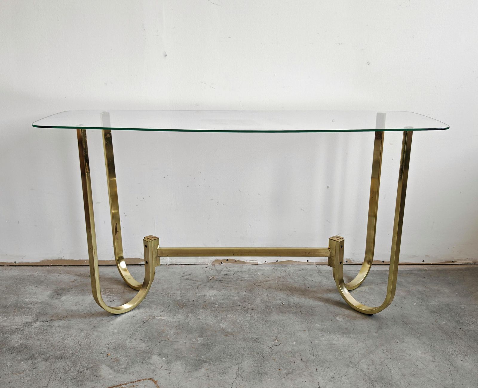 Mid Century Console Table In Galvanized Aluminum With Glass Top, Germany 1970s photo furniture