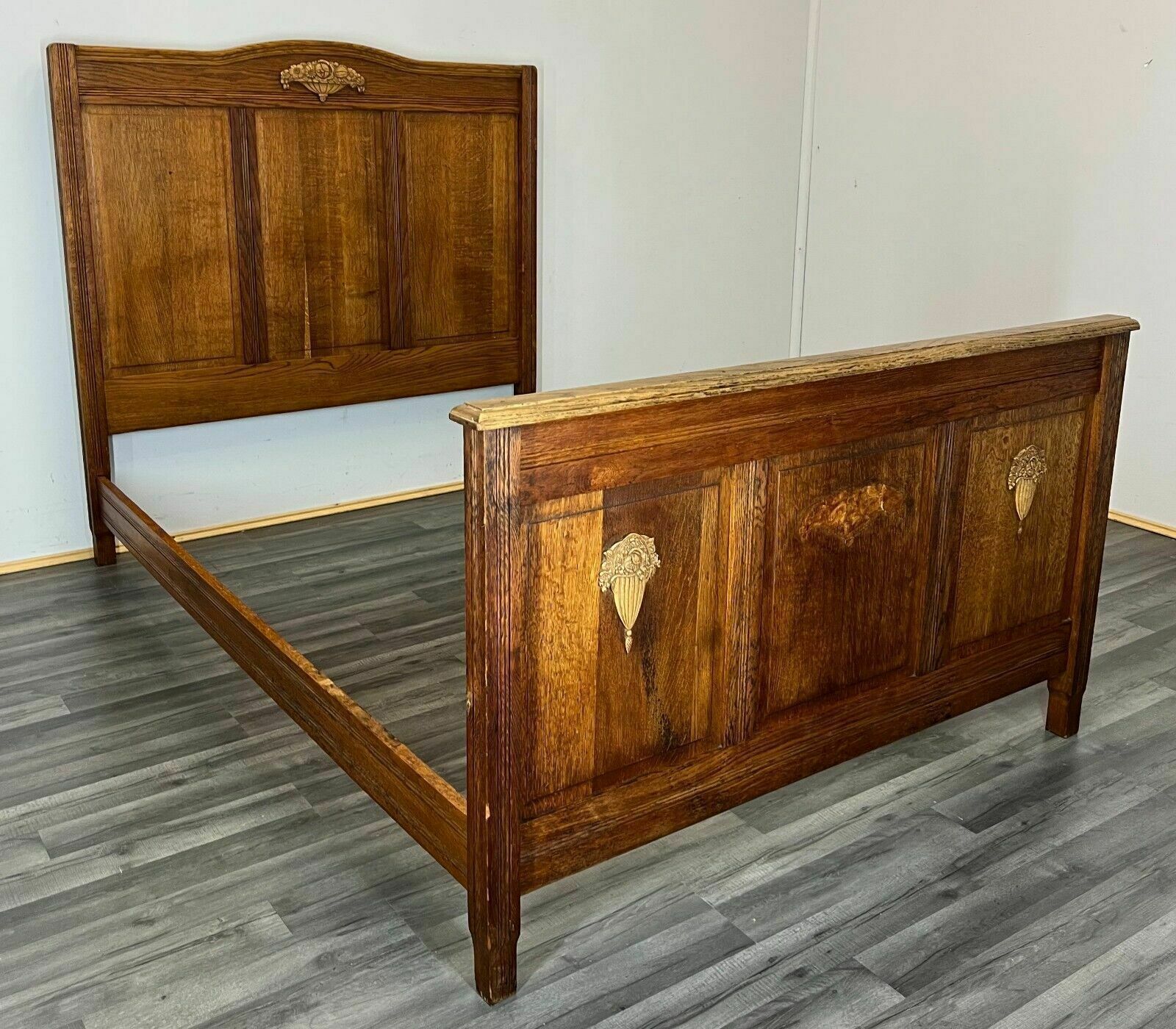 Amazing Rare Carved French Antique Double Bed photo vintage