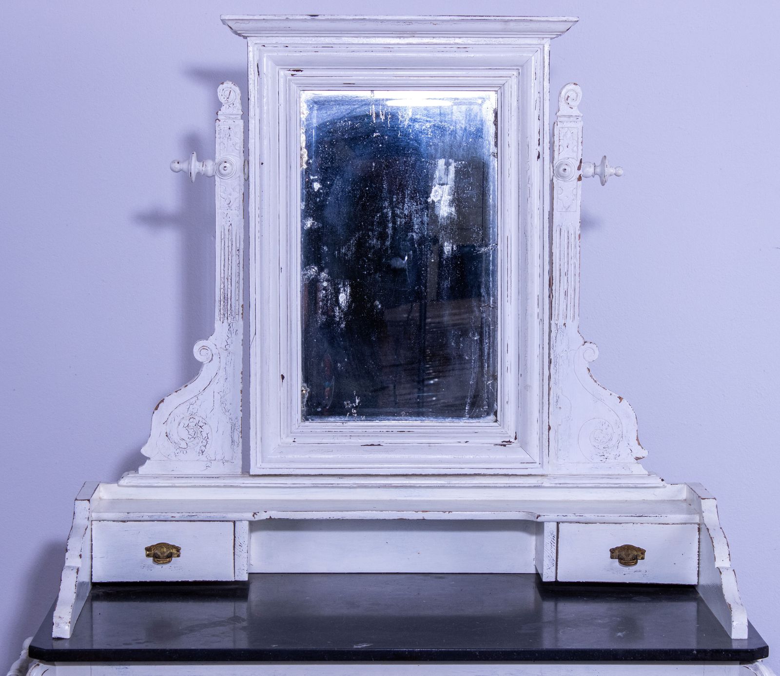 Antique White Pine Chest Of 4 Drawers With Marble Top And Mirror, Late 19th Century photo 630.0