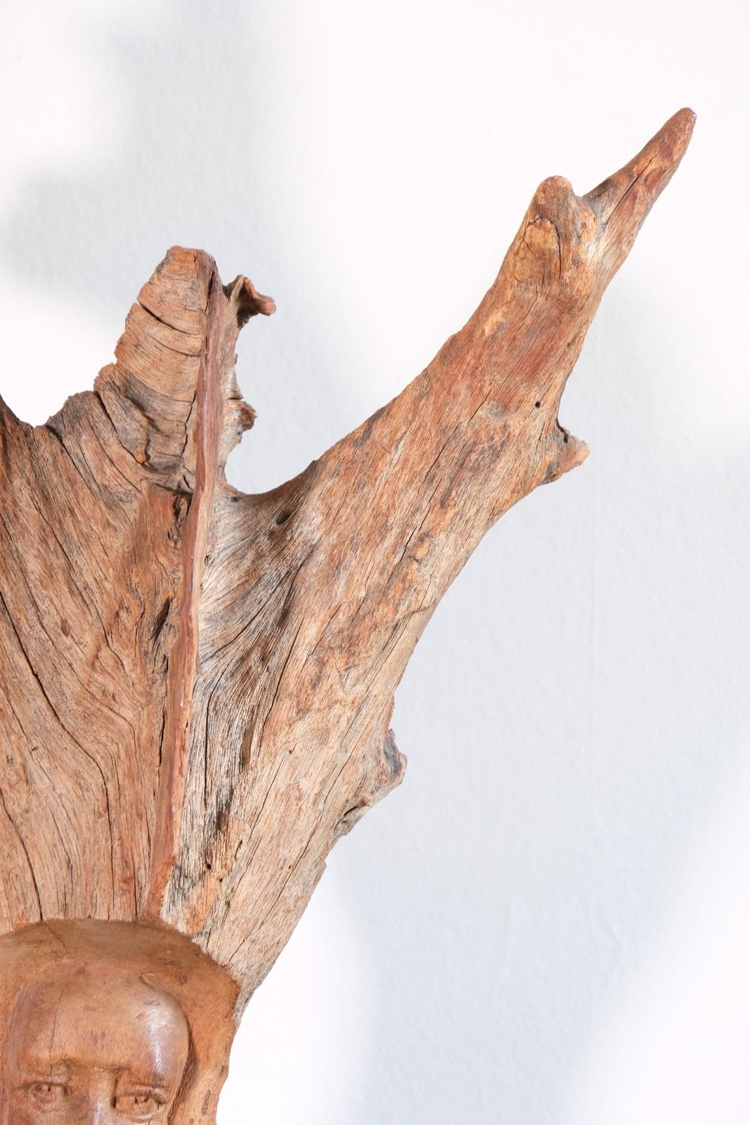 Primitive Carved Driftwood Folk Art Face Sculpture From Beachfound Wood photo Art