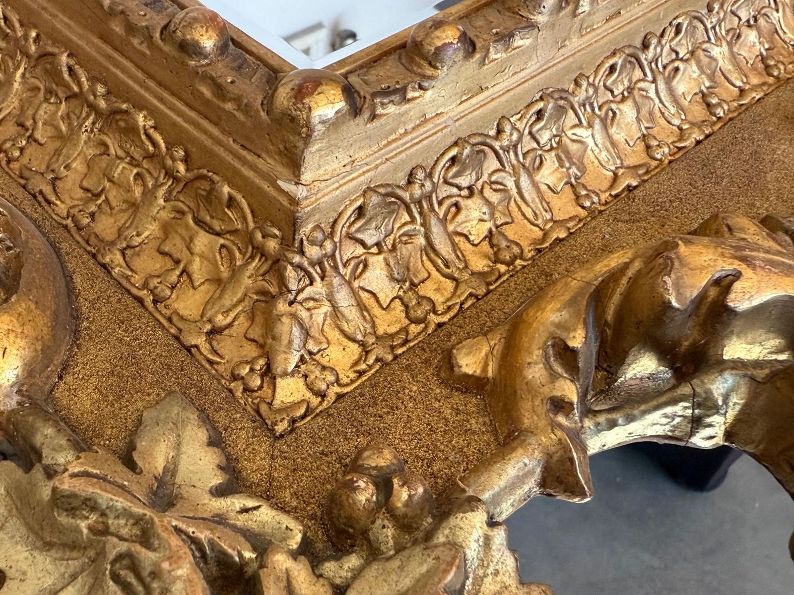 Spanish 20th Baroque Style Carved Walnut Ormolu Gilded Mirror photo Home Decor
