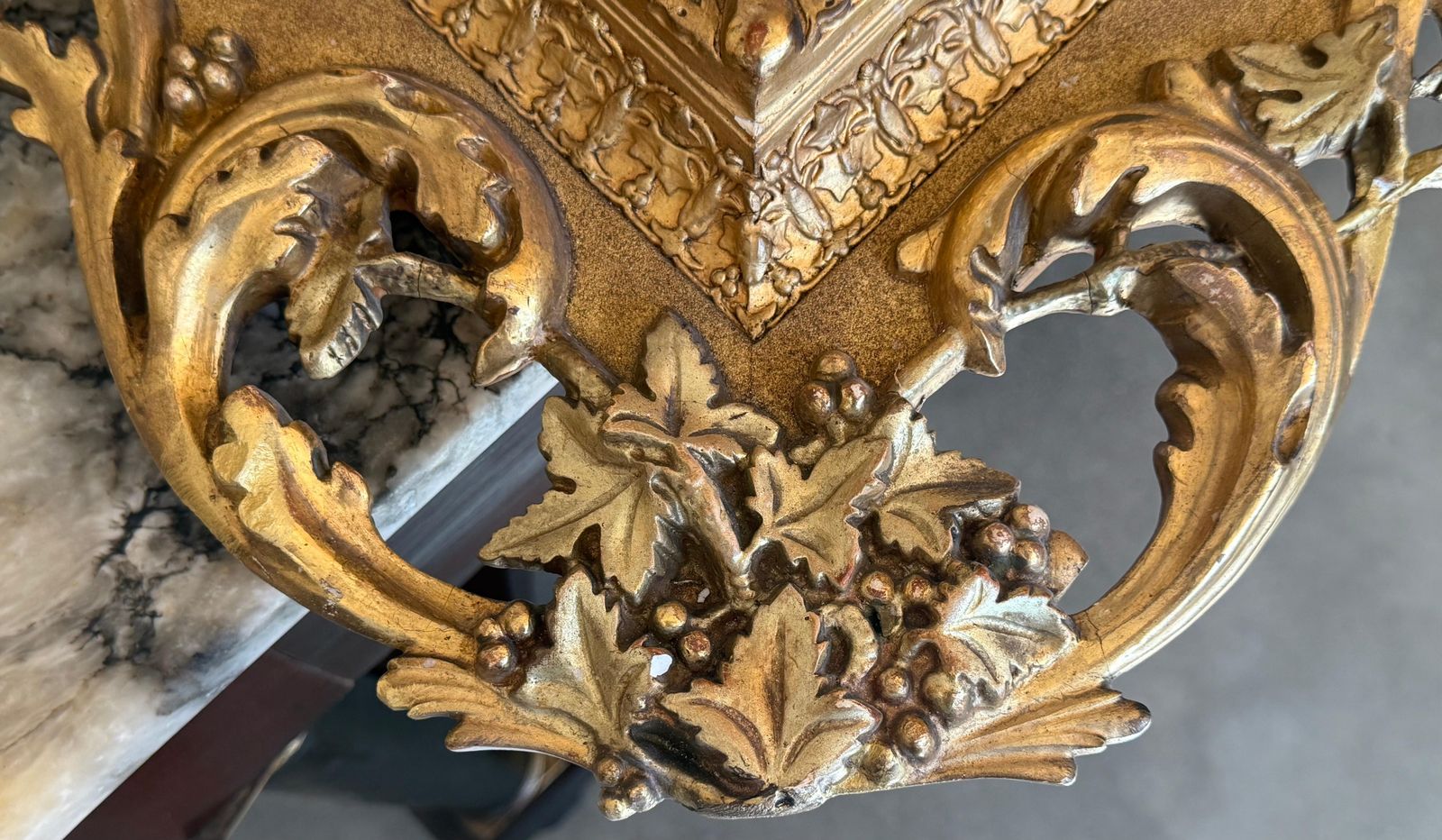 Spanish 20th Baroque Style Carved Walnut Ormolu Gilded Mirror photo 1964.0