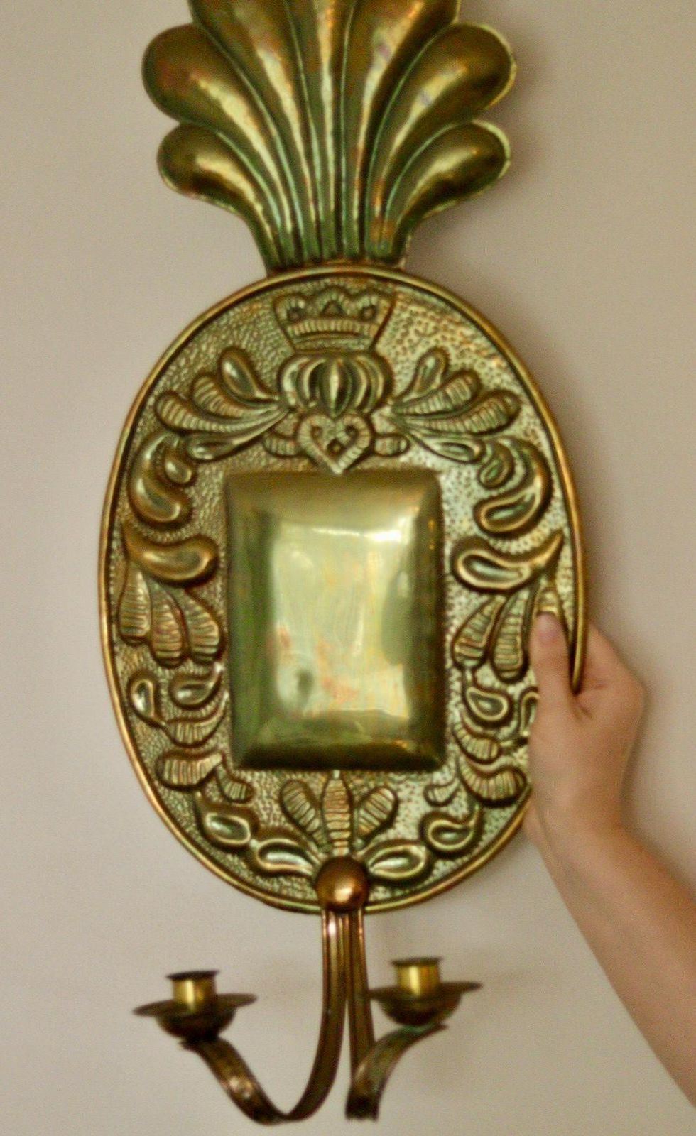 Pair Of Large Mid Century Swedish Brass Sconces photo buy