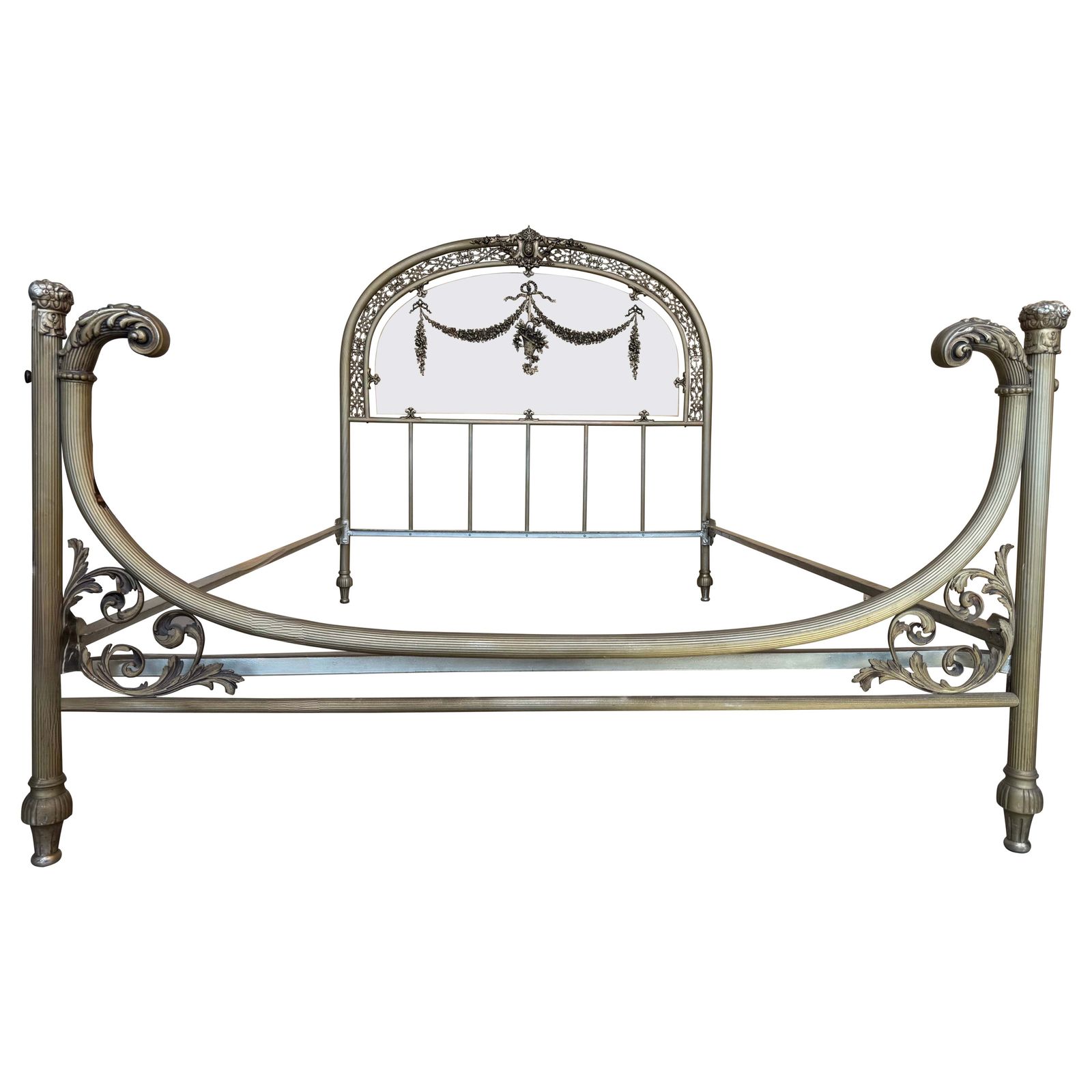 19th Century Double Bedroom French Belle époque Bronze Iron Brass And Glass