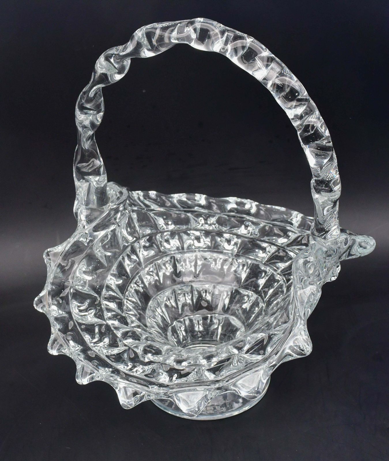 Barovier Rostrato Murano Italian Glass Basket Centerpiece Vase, 1940s photo for sale