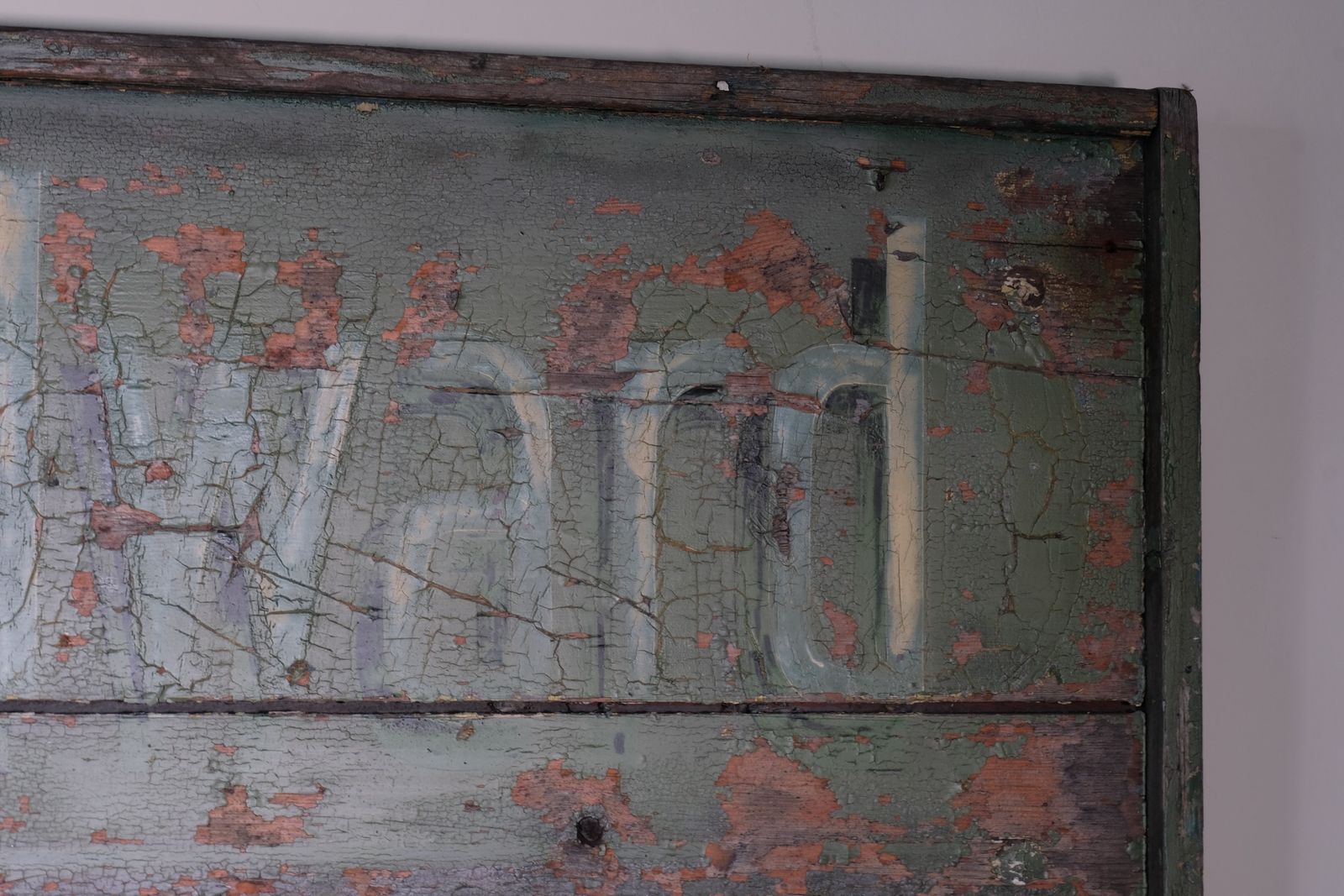 Vintage Mid Century Hand Painted Advertising Sign – Rare Distressed Original photo Art
