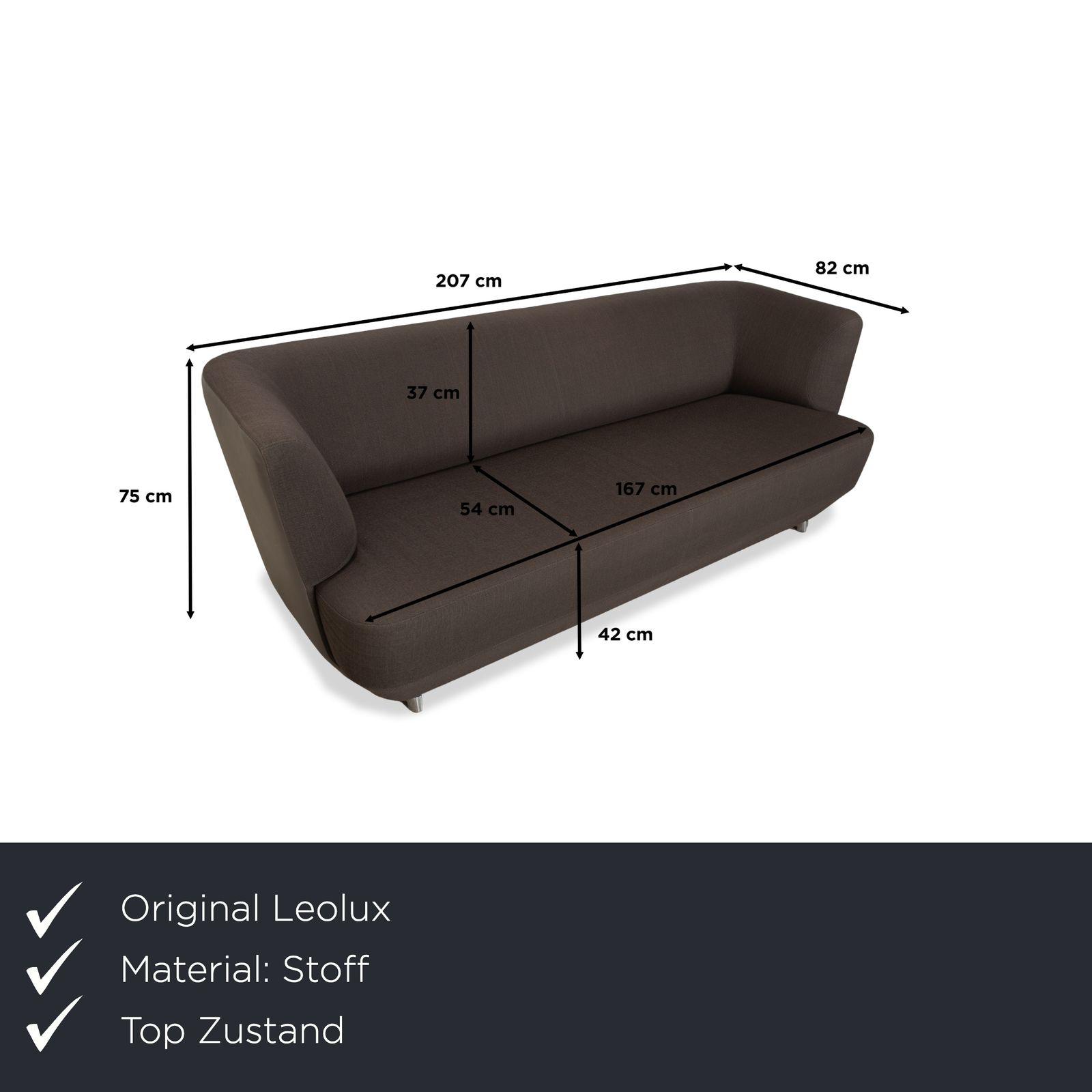 Canapé Leolux Daja 3 places en tissu, gris et cuir photo furniture