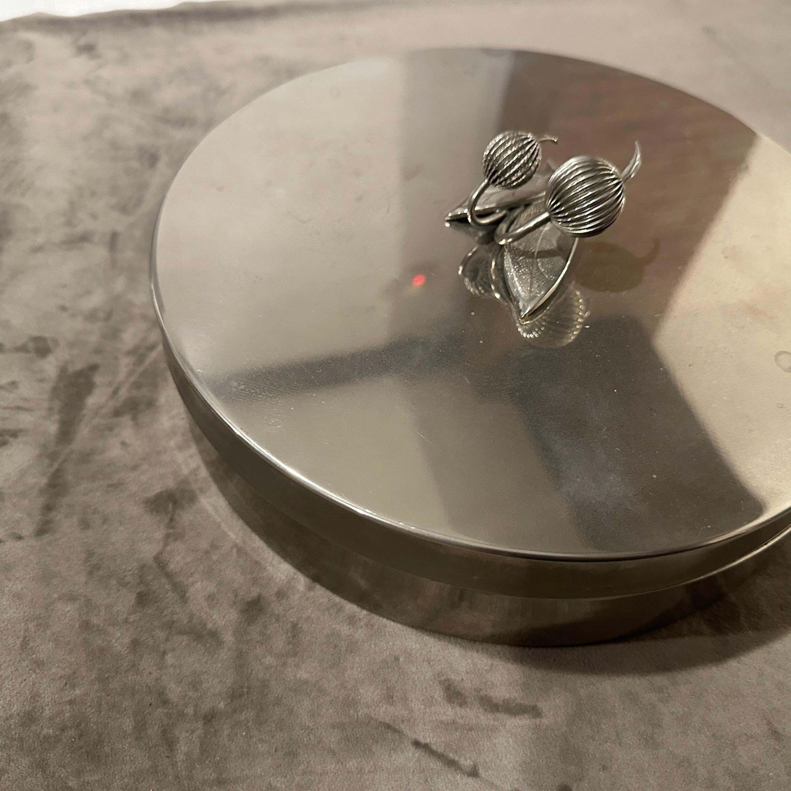 photo furniture 1970s Modern Silver Plated Round Jewelry Box By Renzo Casati Firenze