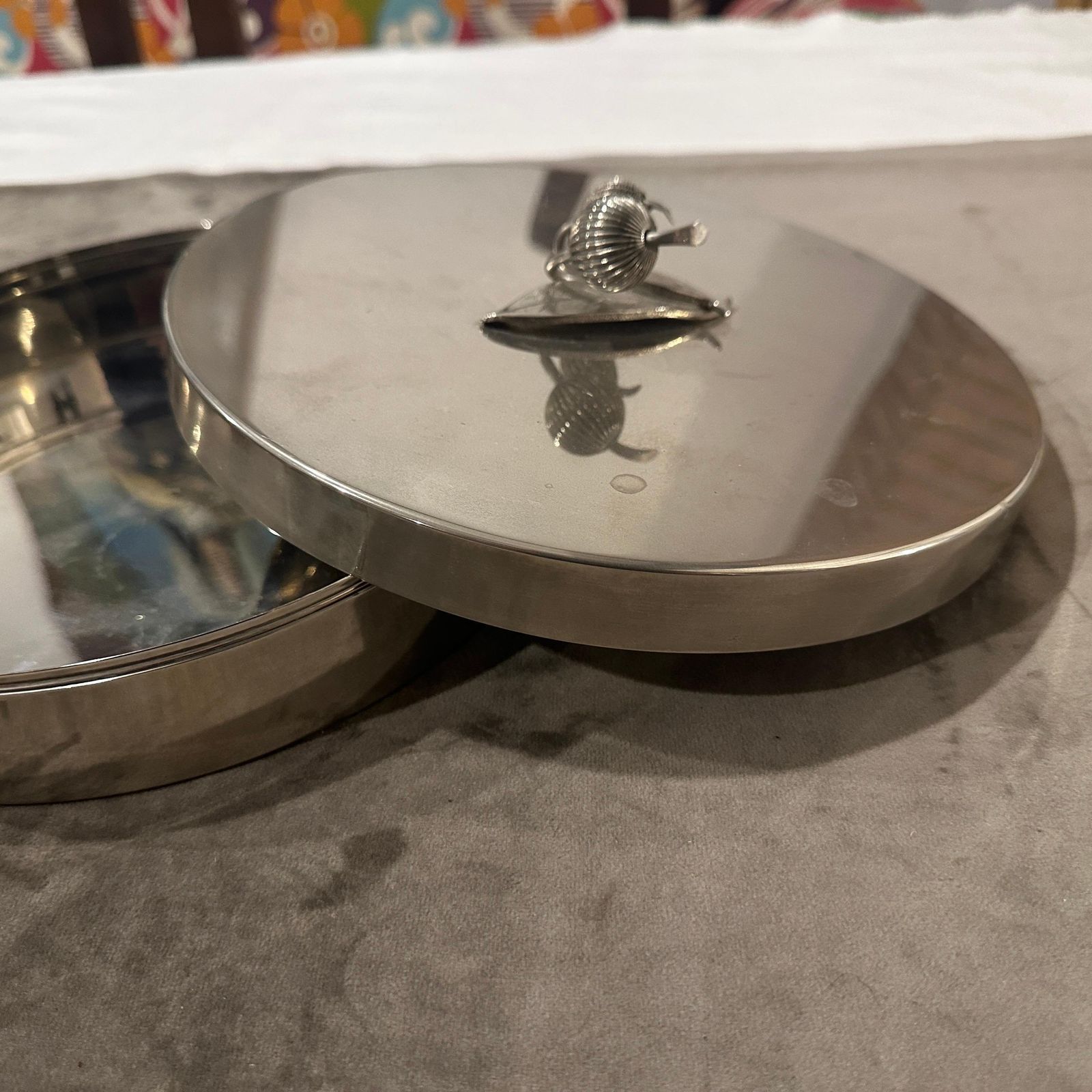 Home Decor 1970s Modern Silver Plated Round Jewelry Box By Renzo Casati Firenze photo