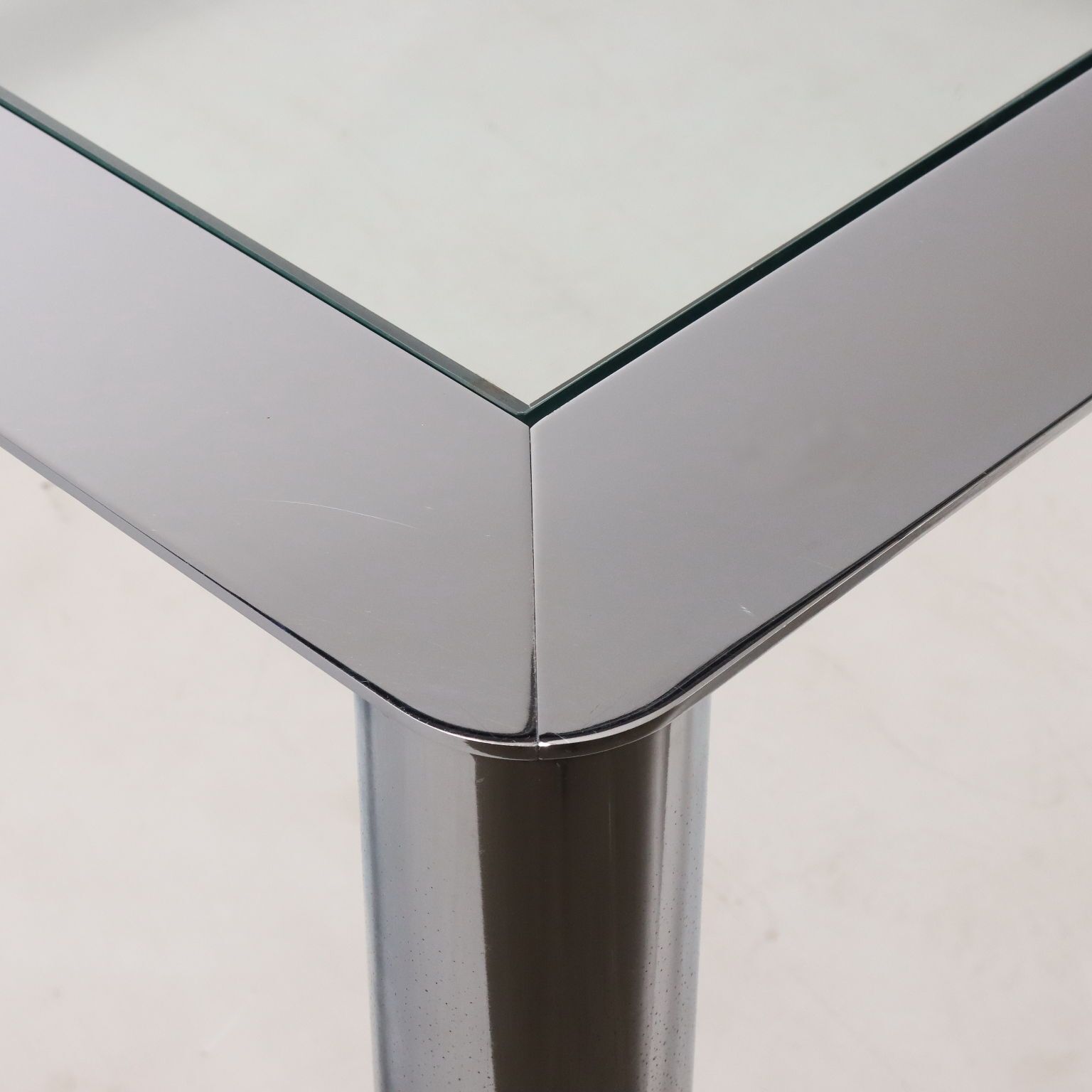 Vintage Table Chromed Metal Glass Italy 1960s 1970s photo Furniture