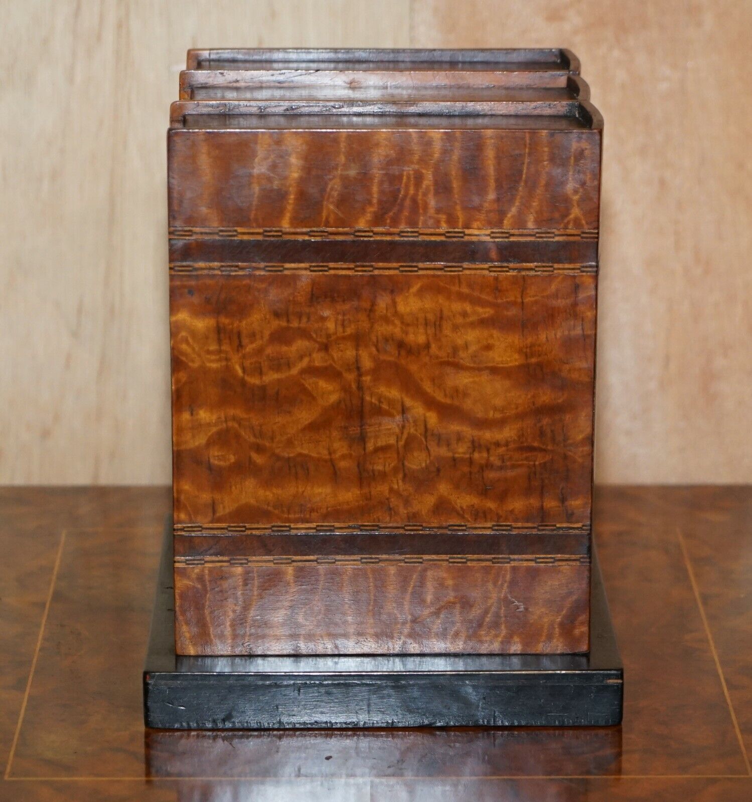 Stunning Faux Books Walnut & Satinwood Smoking Pipe Rack Holder With Drawers photo Furniture