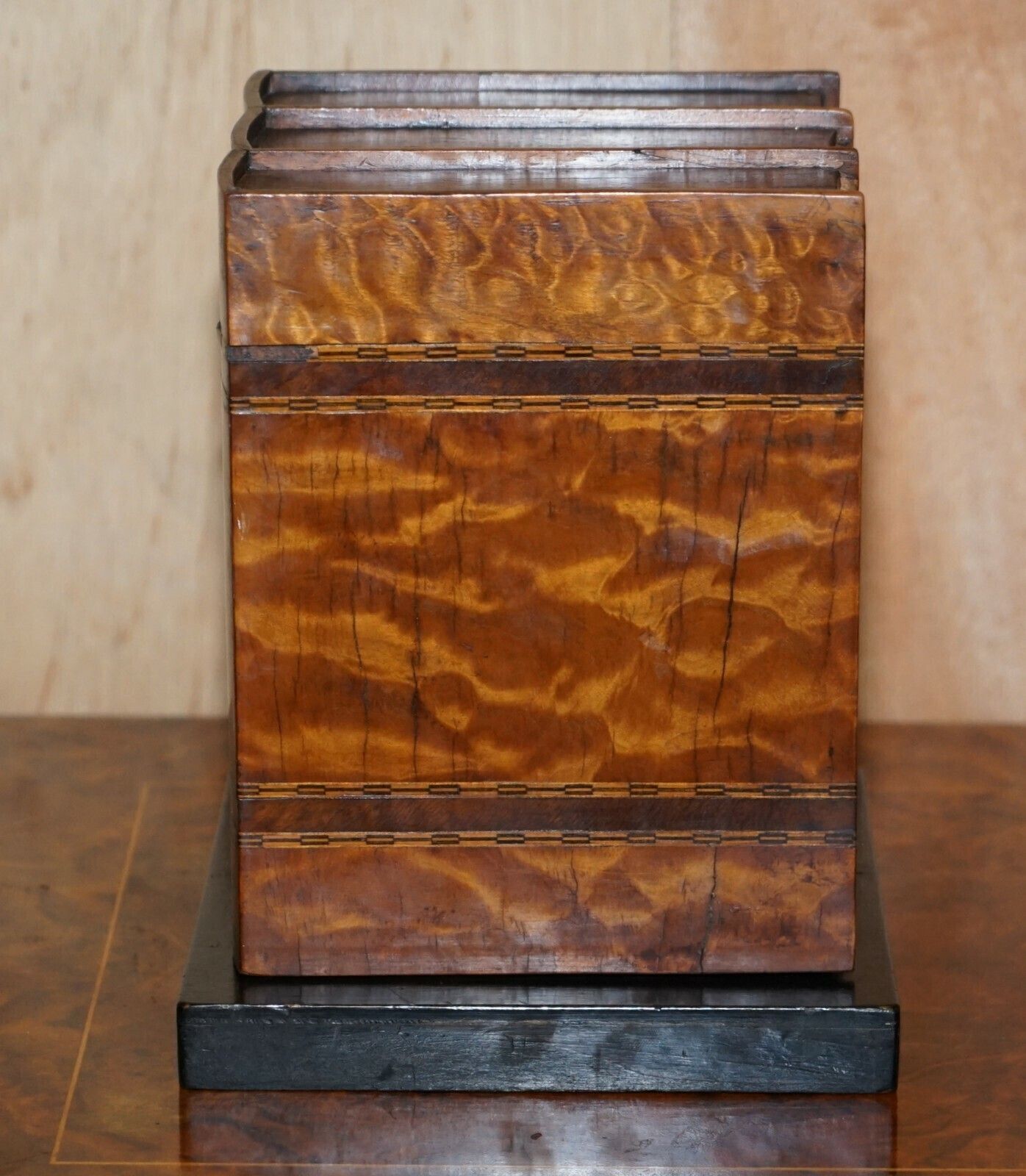 Stunning Faux Books Walnut & Satinwood Smoking Pipe Rack Holder With Drawers photo vinterior
