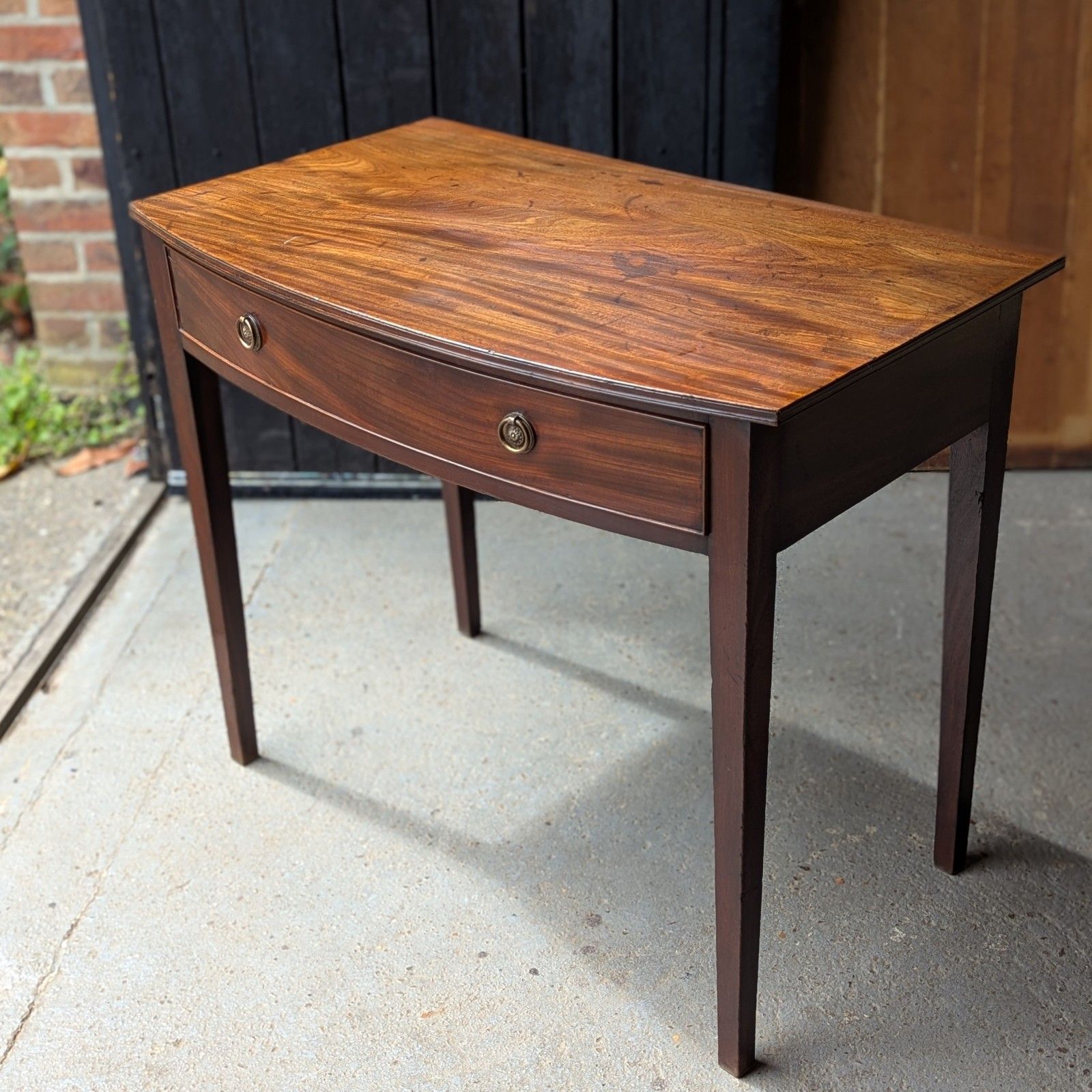 Antique Side Table Desk (Delivery Available) Bow Front Mahogany photo furniture