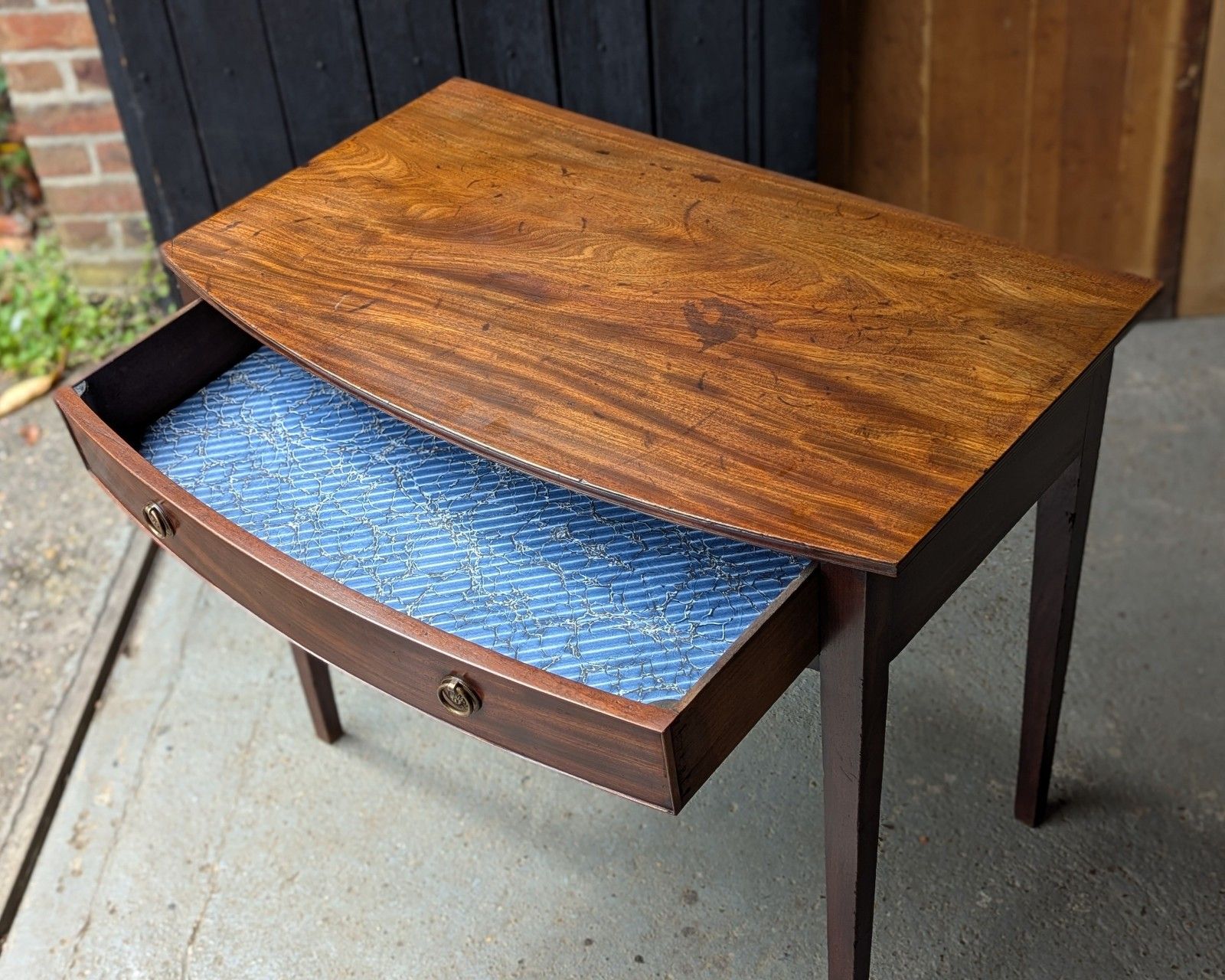 Antique Side Table Desk (Delivery Available) Bow Front Mahogany photo for sale