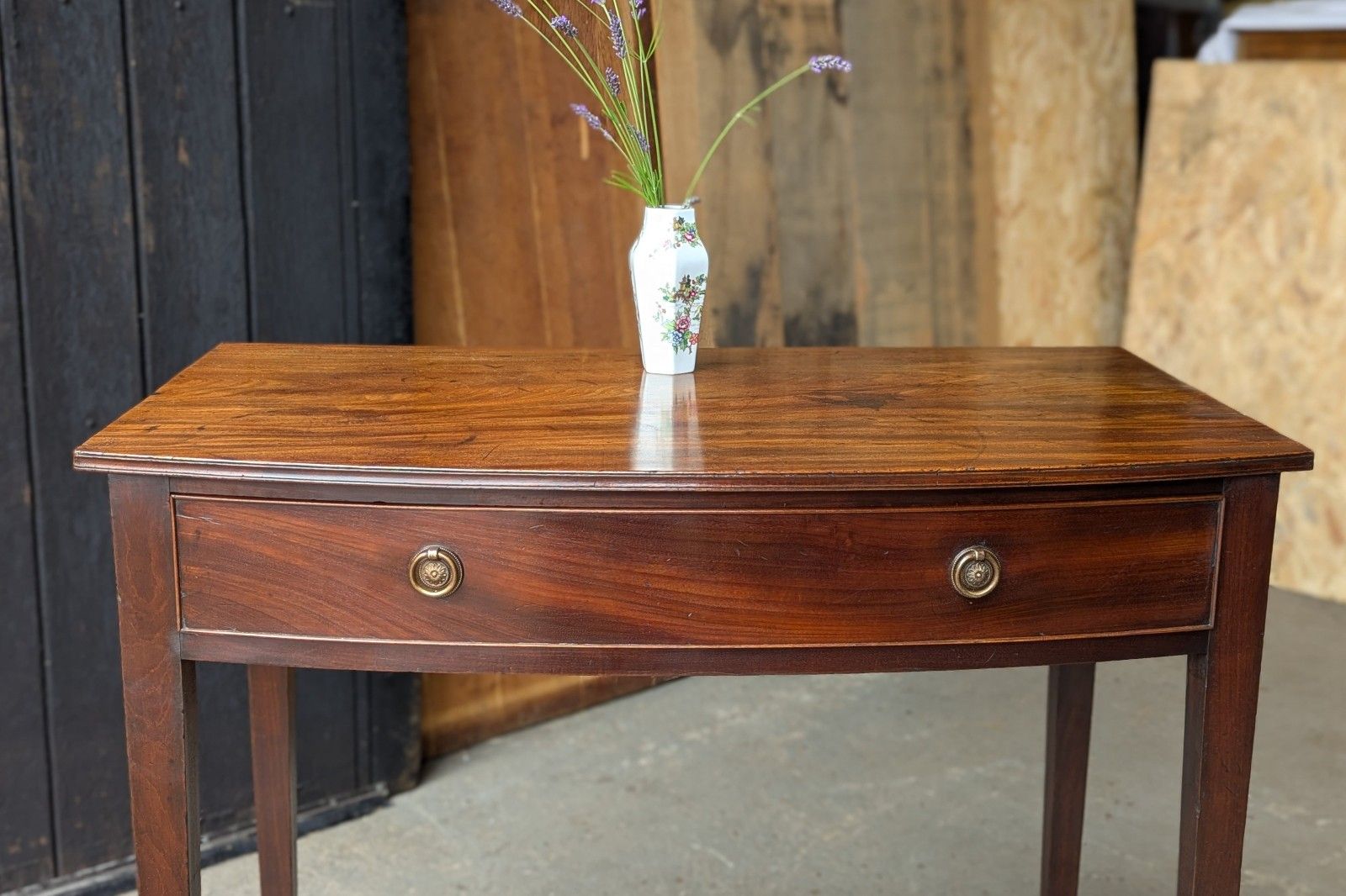 Furniture Antique Side Table Desk (Delivery Available) Bow Front Mahogany photo