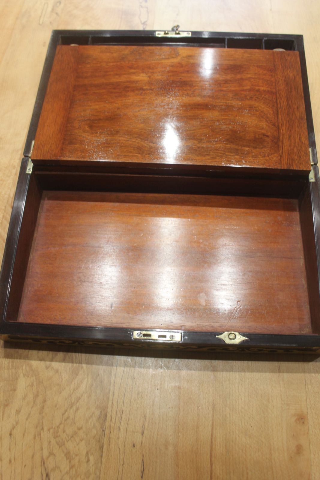 A Regency Period Rosewood And Brass Inlaid Writing Slope photo vintage