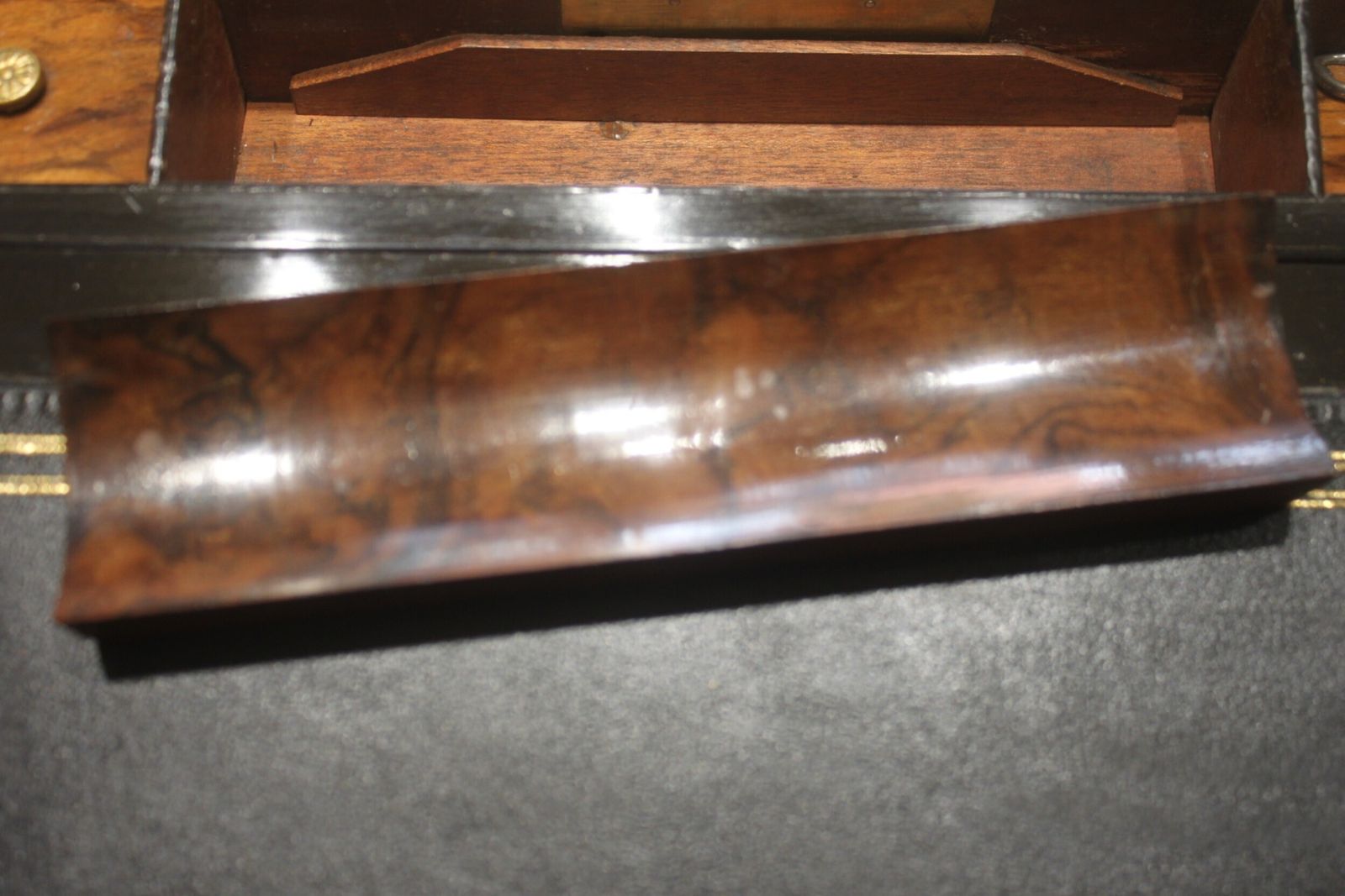 photo furniture Victorian Walnut And Brass Bound Writing Slope With Bramah Lock, Key And Secret Drawers