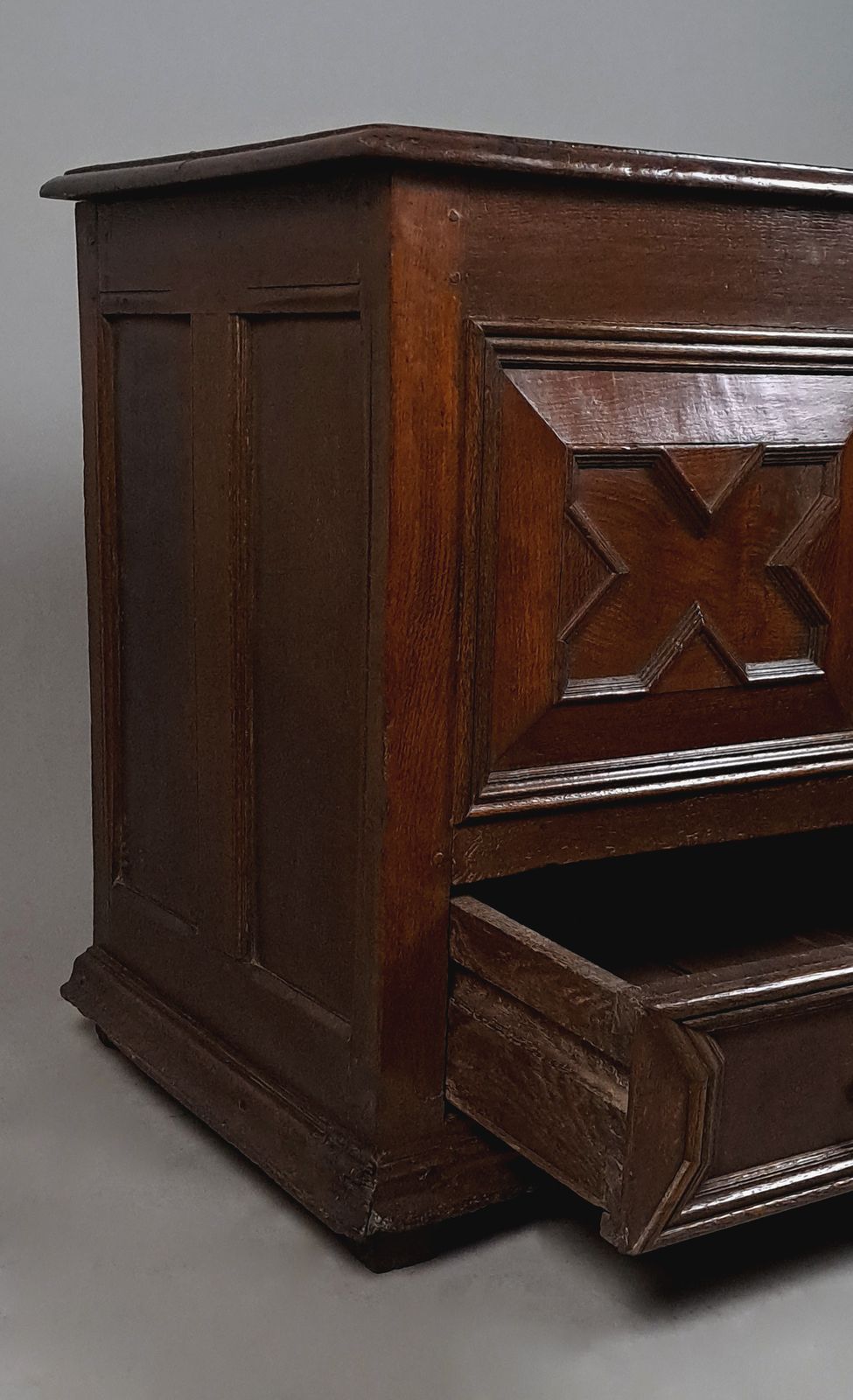 Signed Original Period Charles II Oak Mule Chest C. 1665 photo 1050.0