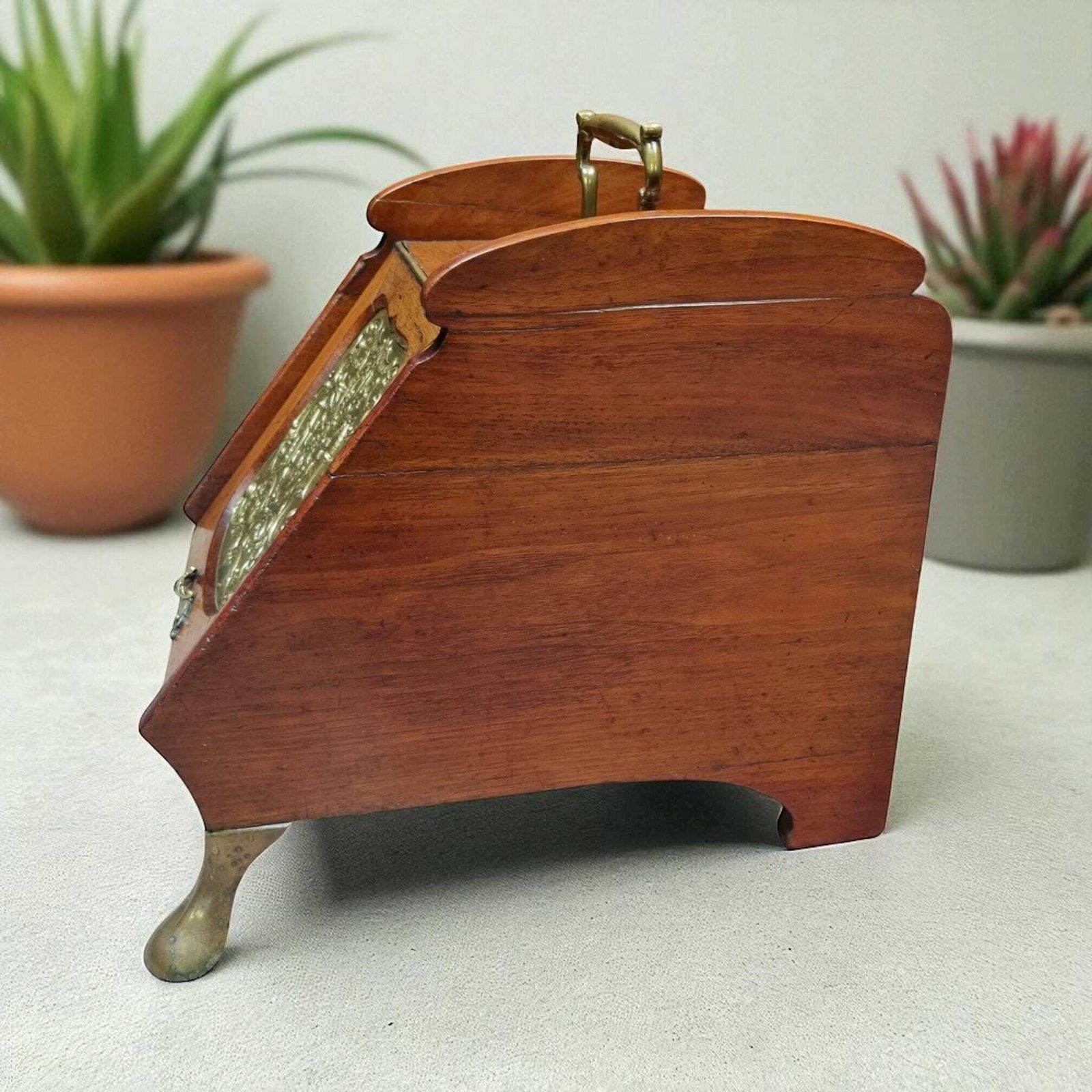 Antique Coal Scuttle With Original Liner And Shovel / C.1900 photo Home Fixtures