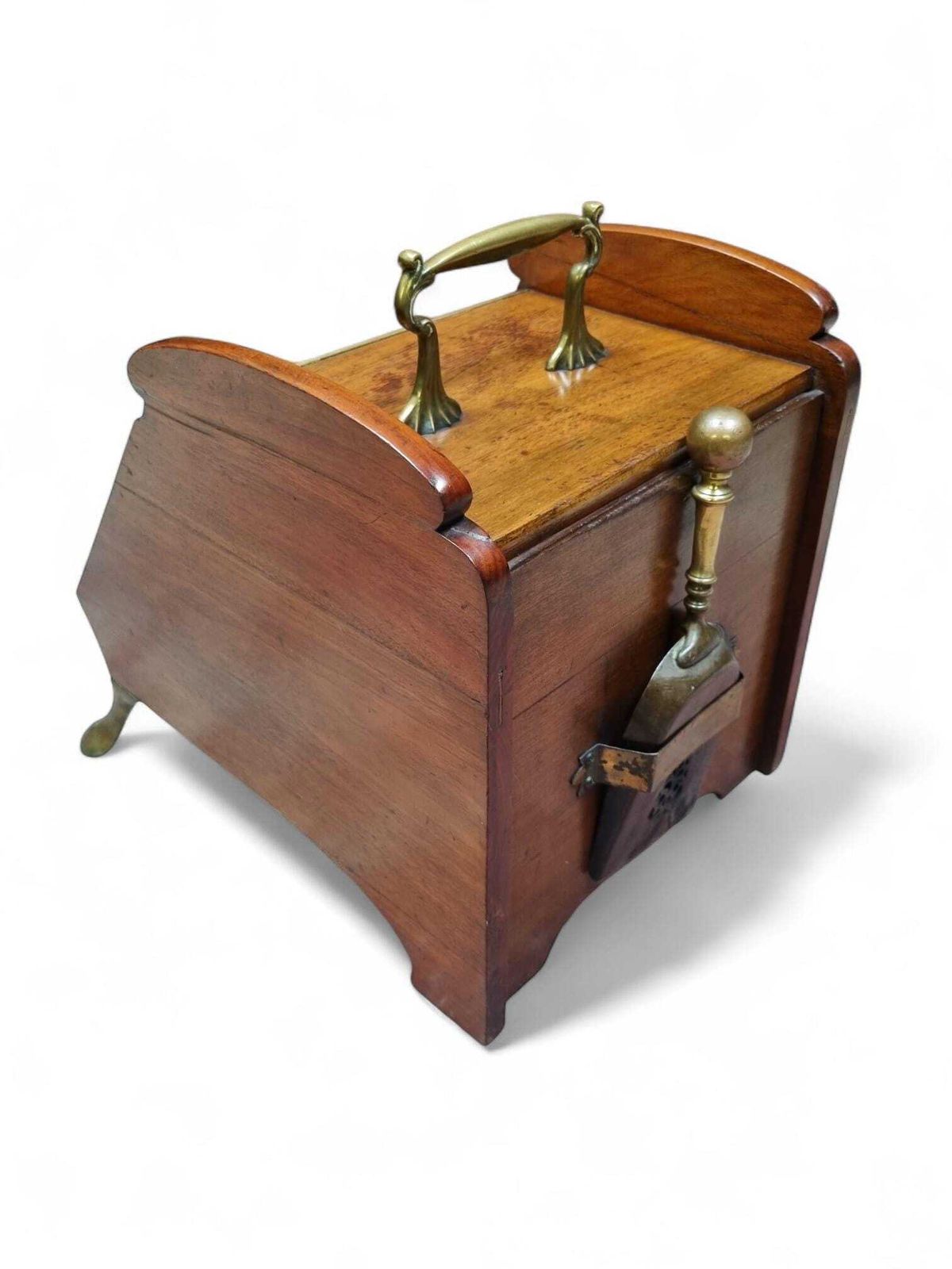 Antique Coal Scuttle With Original Liner And Shovel / C.1900 photo 270.0