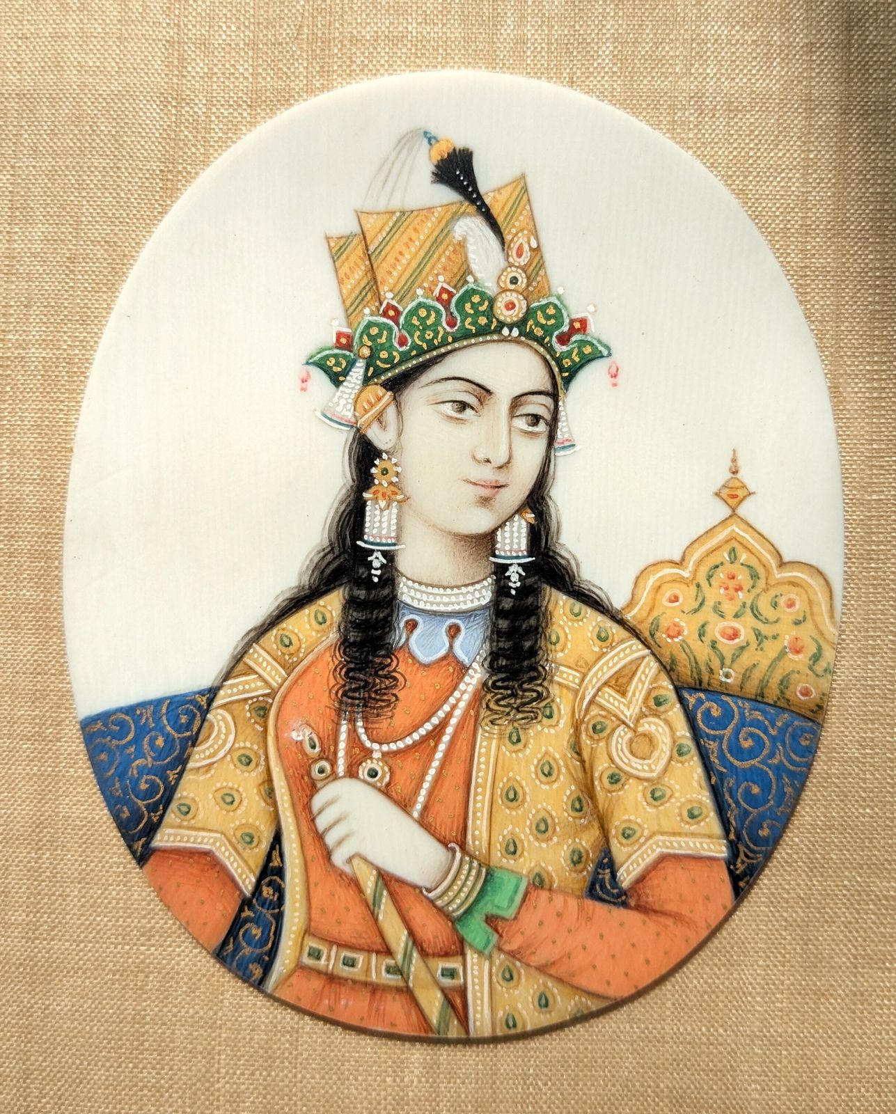 Antique Set Of Six Indian Hand Painted Mughal Portraits Showing Emperors And Their Wives photo buy