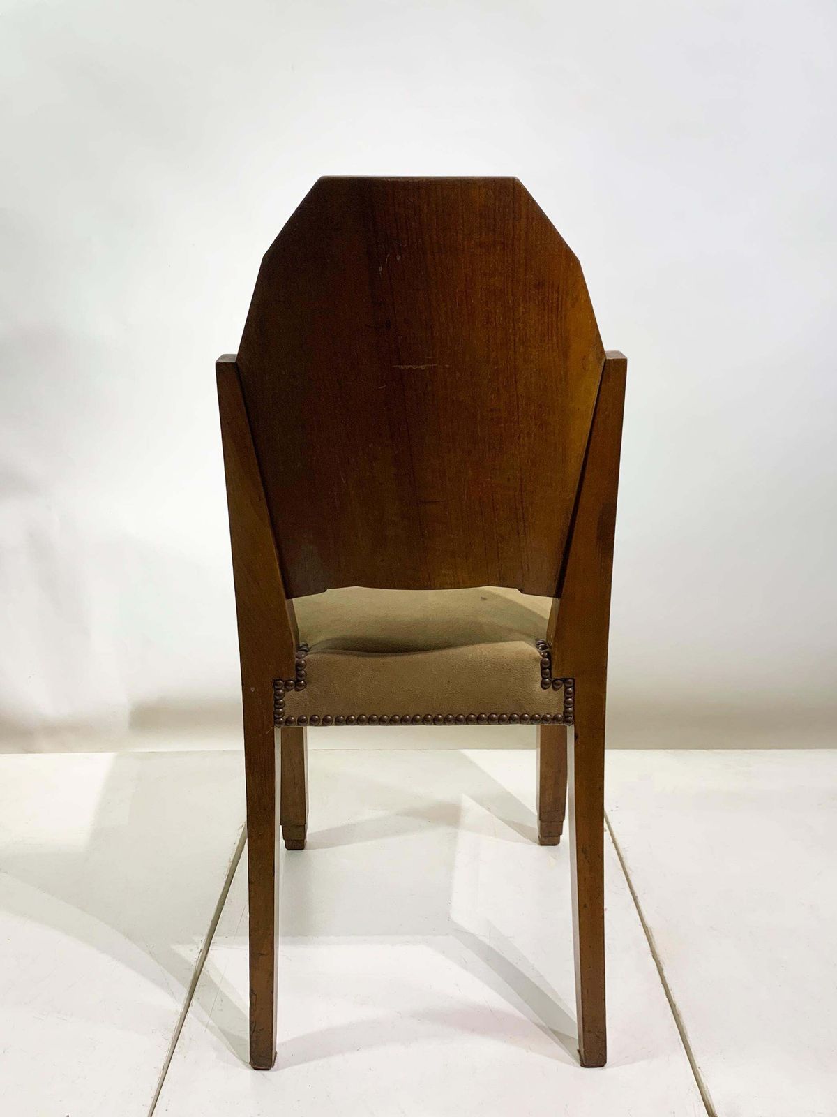 Pair Of Art Deco Side Chairs With Geometric Backs, France, Circa 1930s photo vinterior