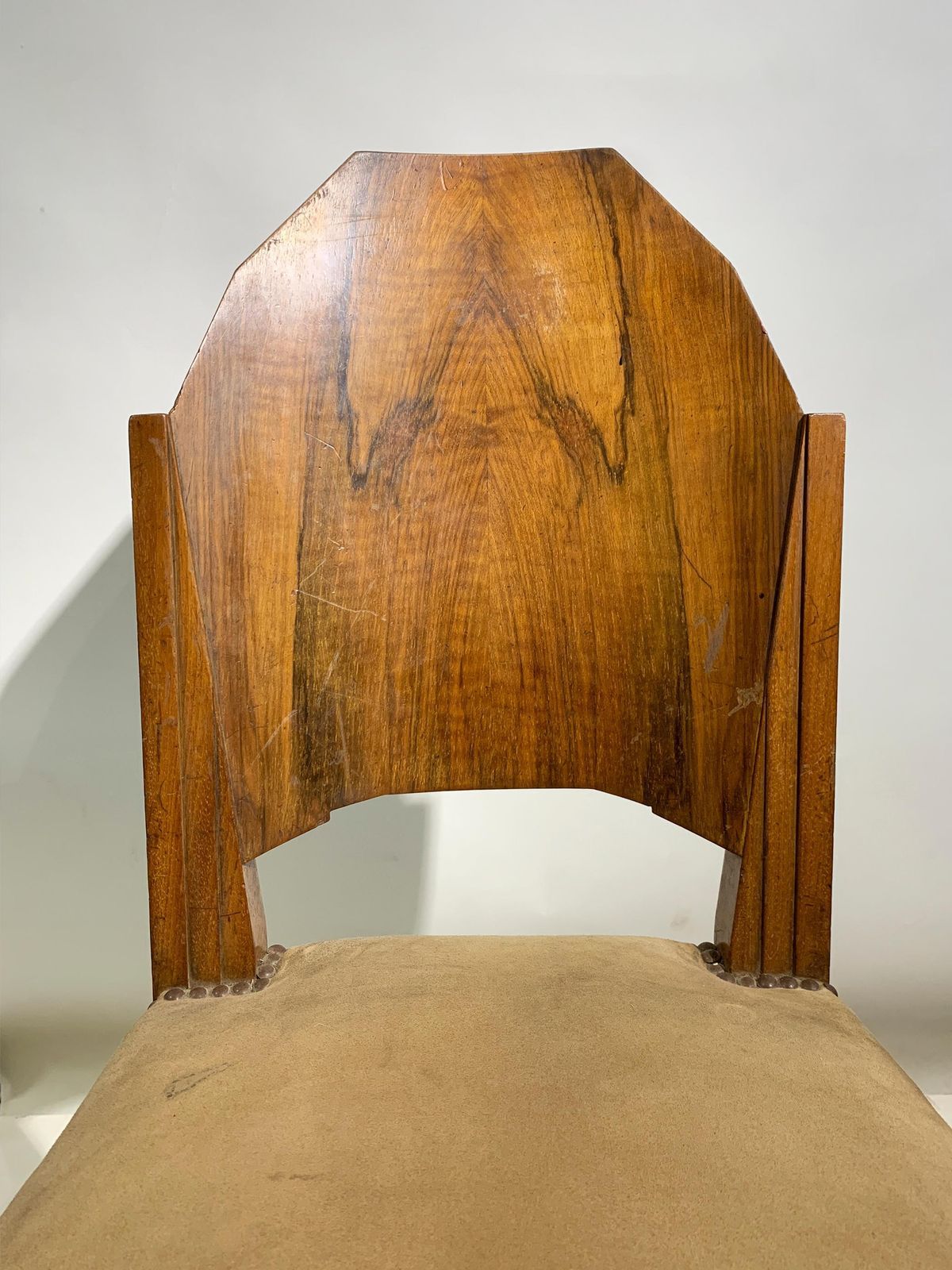 photo vinterior Pair Of Art Deco Side Chairs With Geometric Backs, France, Circa 1930s
