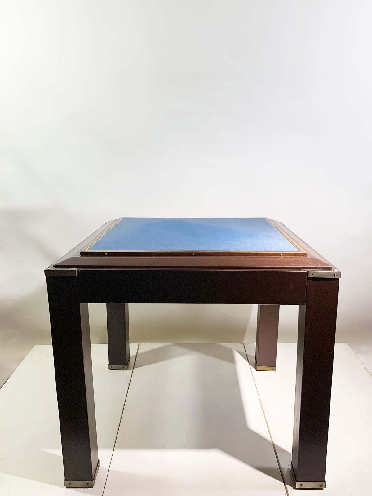 Vintage French Art Deco Game Table, Wood And Brass, Circa 1950 photo furniture