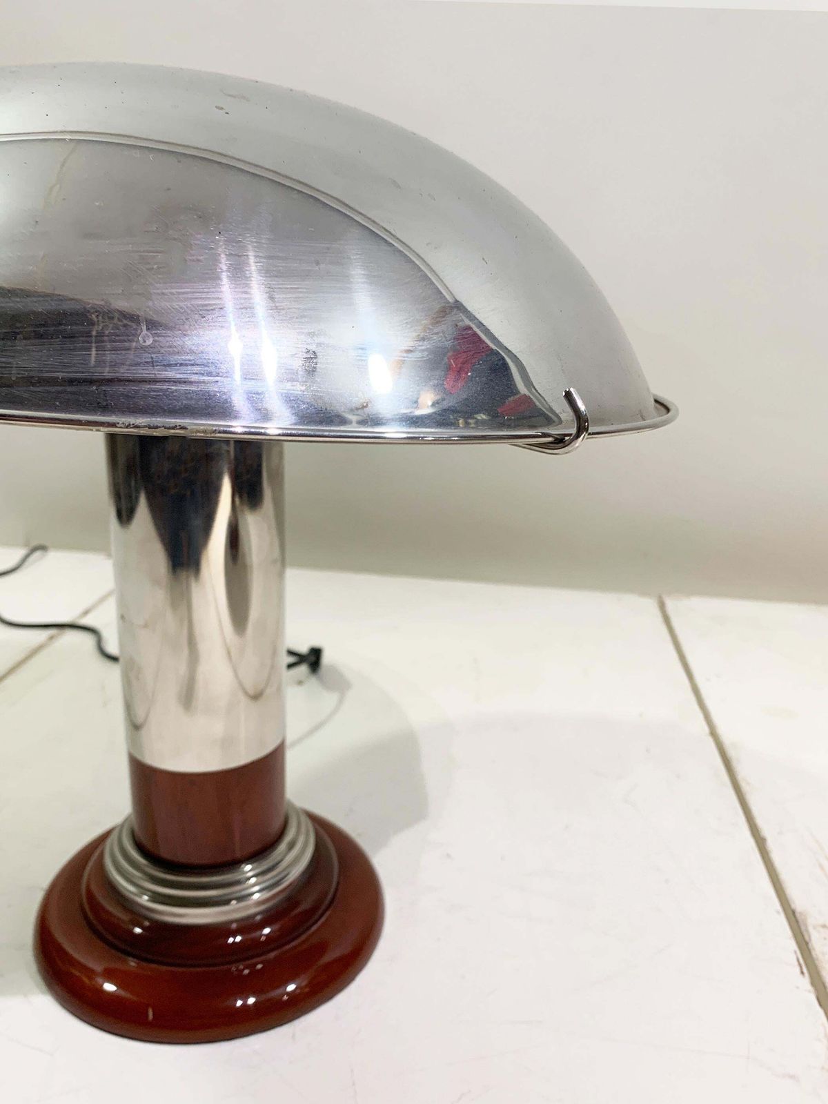 photo for sale Pair Of Vintage Chrome "Mushroom" Table Lamps, 1980s