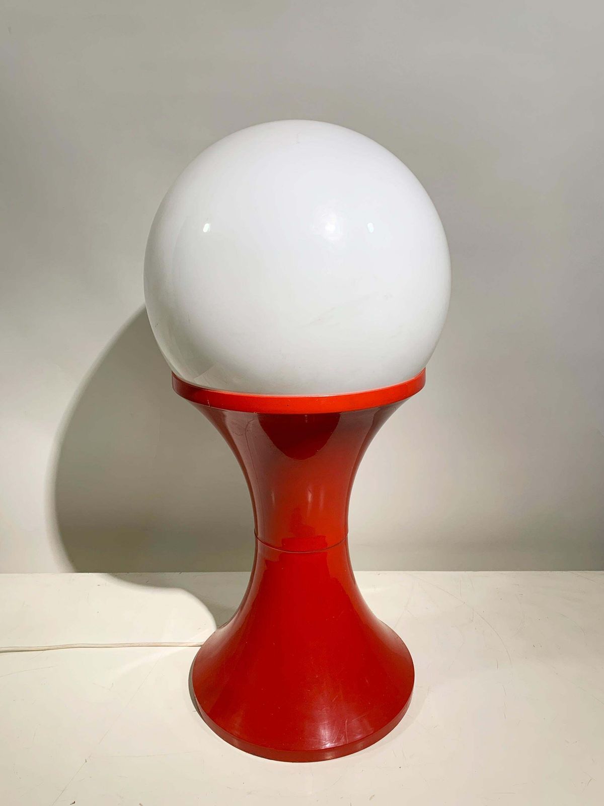 Late 20th Century Space Age Floor Lamp In Red And White Plastic, Circa 1970 photo Lighting