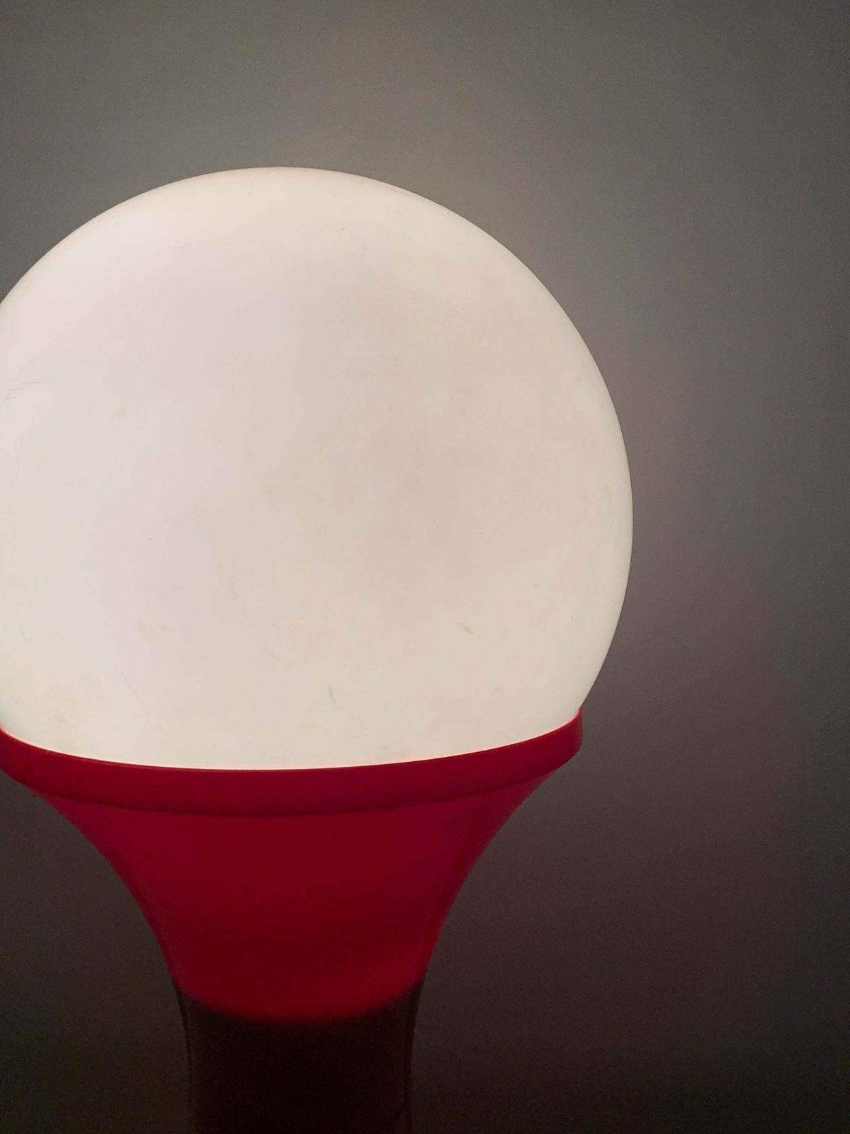 Late 20th Century Space Age Floor Lamp In Red And White Plastic, Circa 1970 photo vintage