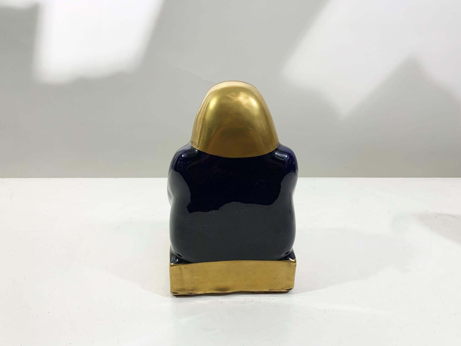Mid 20th Century French Egyptian Revival Ceramic Bookends In Deep Navy/Goldcolor photo 1618.0