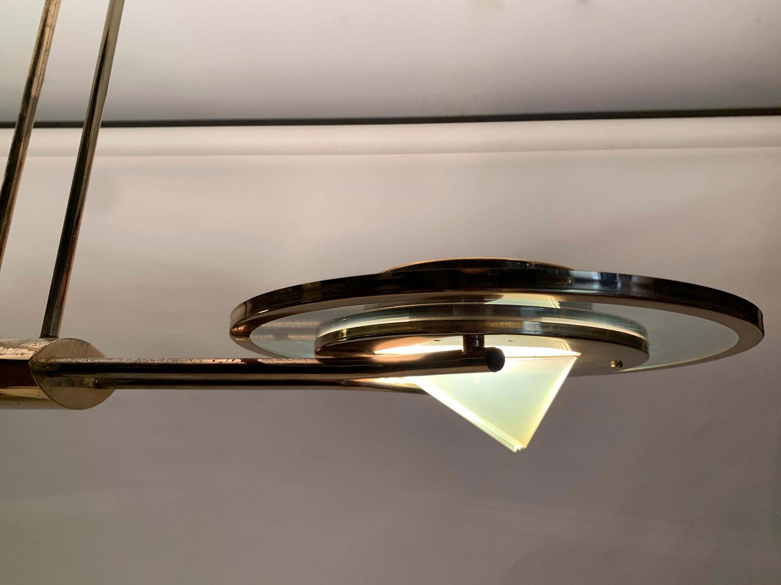 photo vintage Art Deco Brass Chandelier, France, Circa 1930