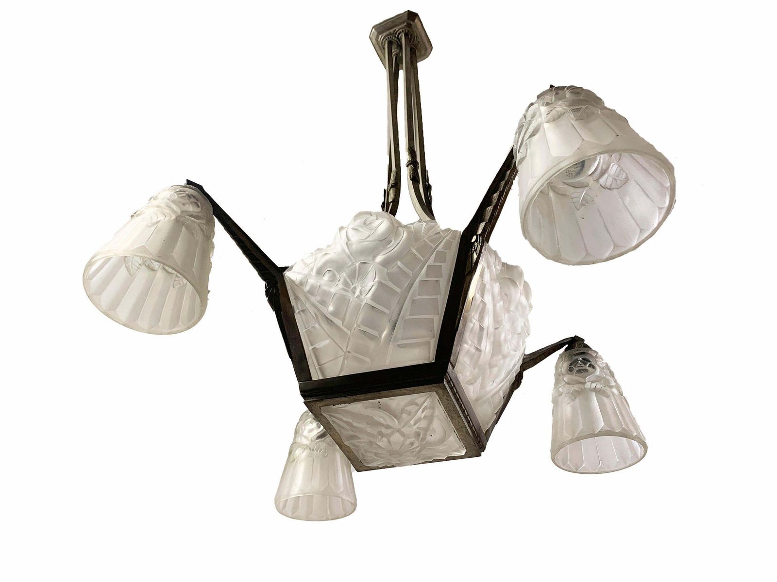 French Art Deco Chandelier Signed “Degué”, France, Circa 1930s photo furniture