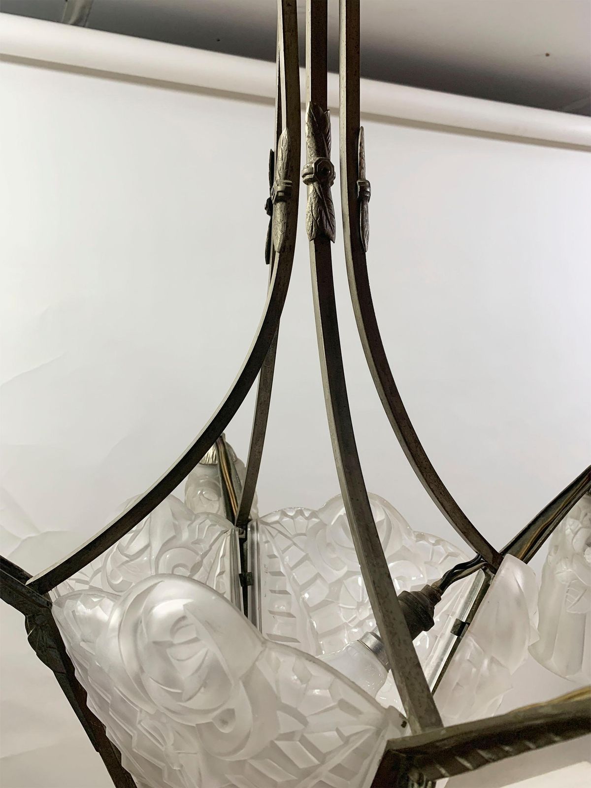 French Art Deco Chandelier Signed “Degué”, France, Circa 1930s photo Lighting