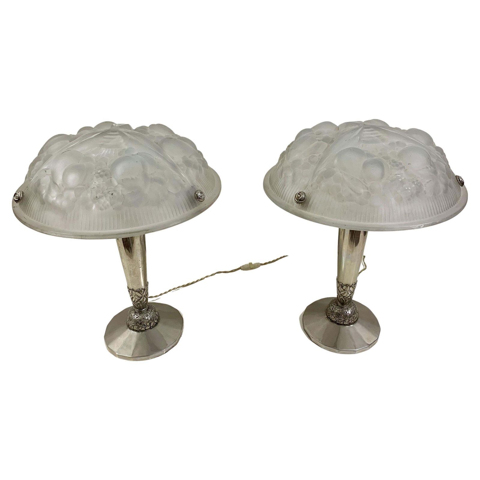 Pair Of Art Deco Table Lamps, Signed By Muller Frères Luneville
