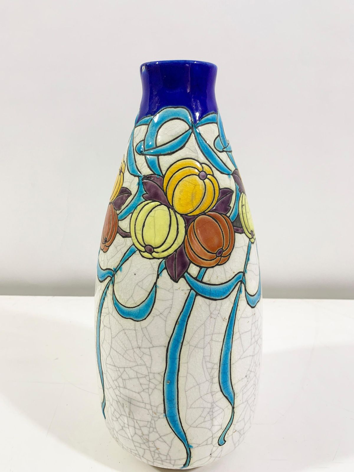 Charles Catteau Art Deco "Craquelé" Vase Stamped "Boch La Louvière"  Keramis photo vinterior