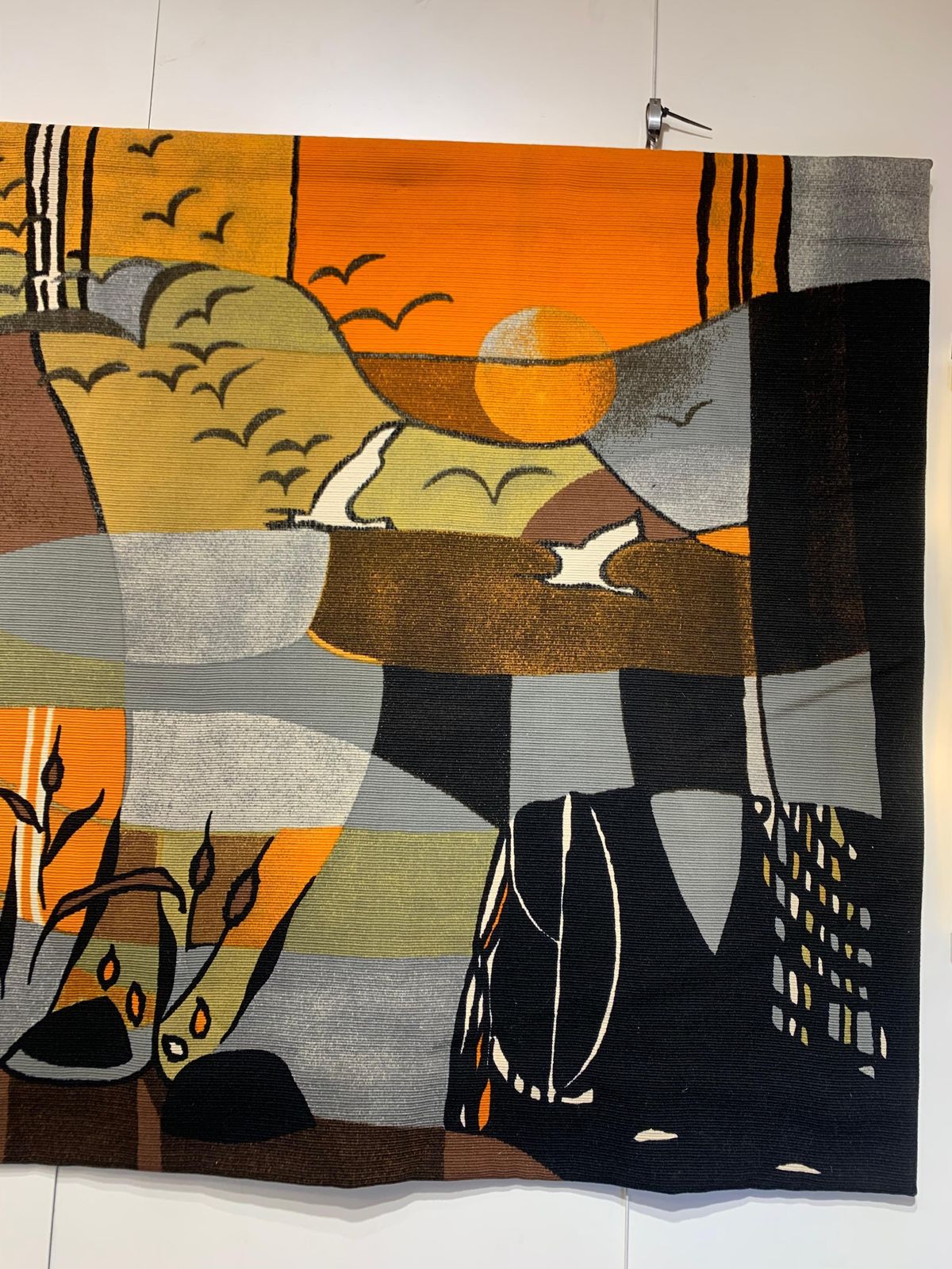 Vintage 20th Century Hand Woven Tapestry Signed By Michele Cahard photo vinterior