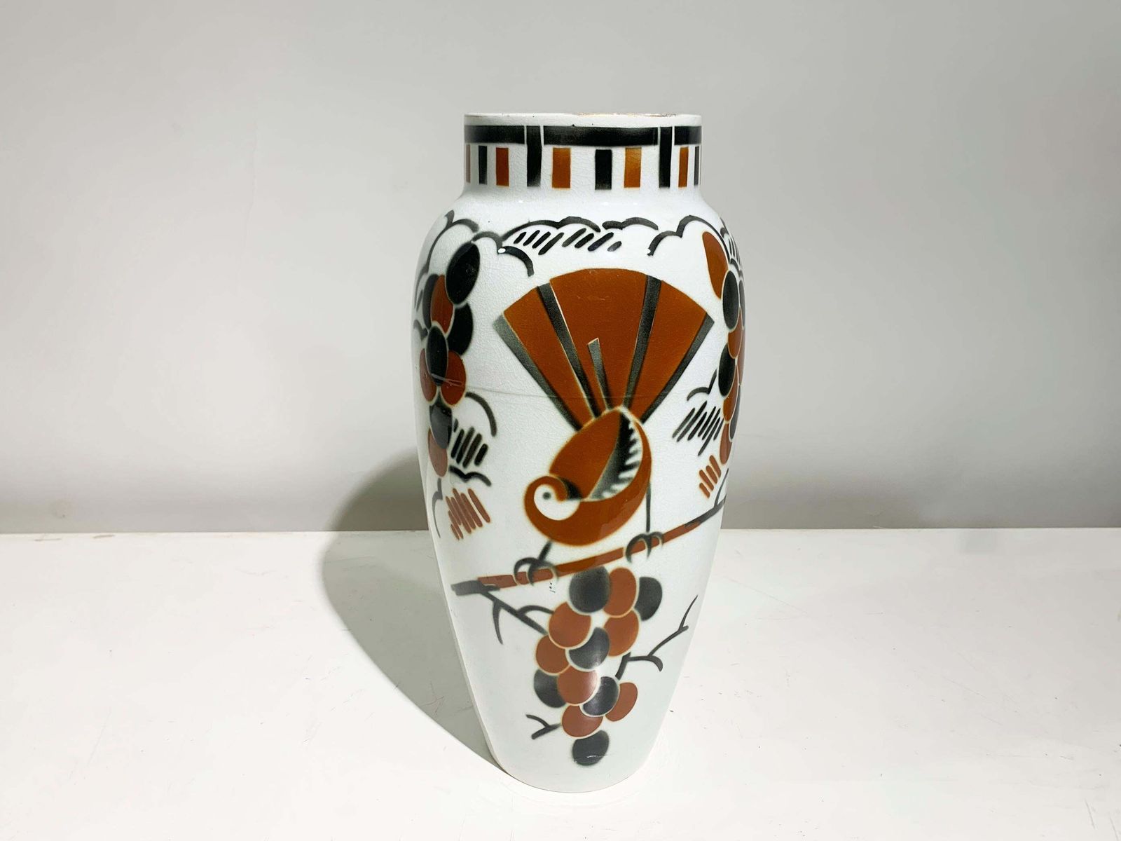 Art Deco Enameled Vase, Signed Keller And Guerin Luneville, France photo for sale