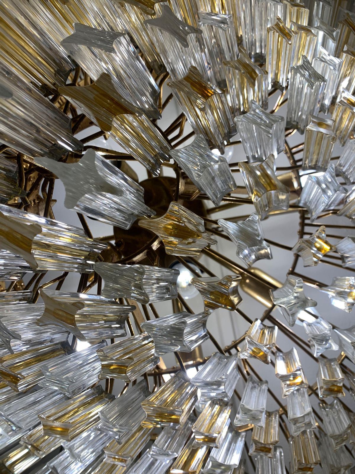photo for sale Quadriedro Murano Glass Chandelier By Venini , Circa 1960s