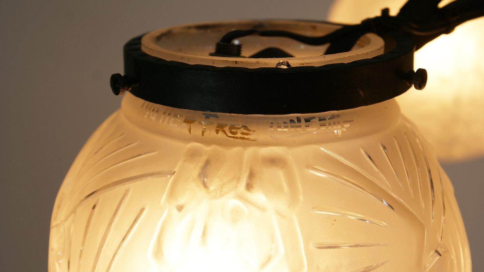 French Art Deco Chandelier Signed "Muller Frères Luneville" photo for sale