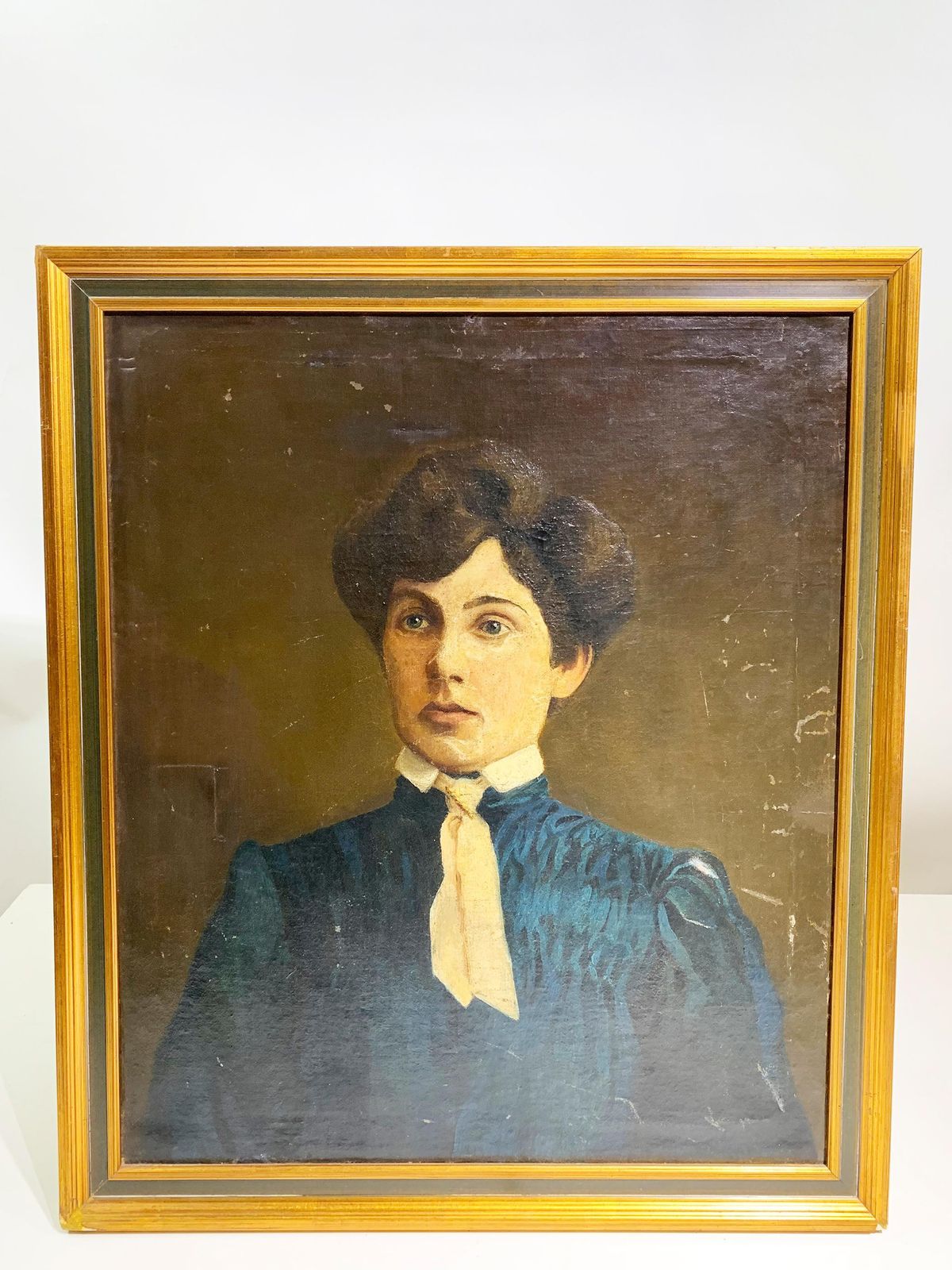 19th Century Portrait Wooden Framed Painting / Oil On Canvas photo Art