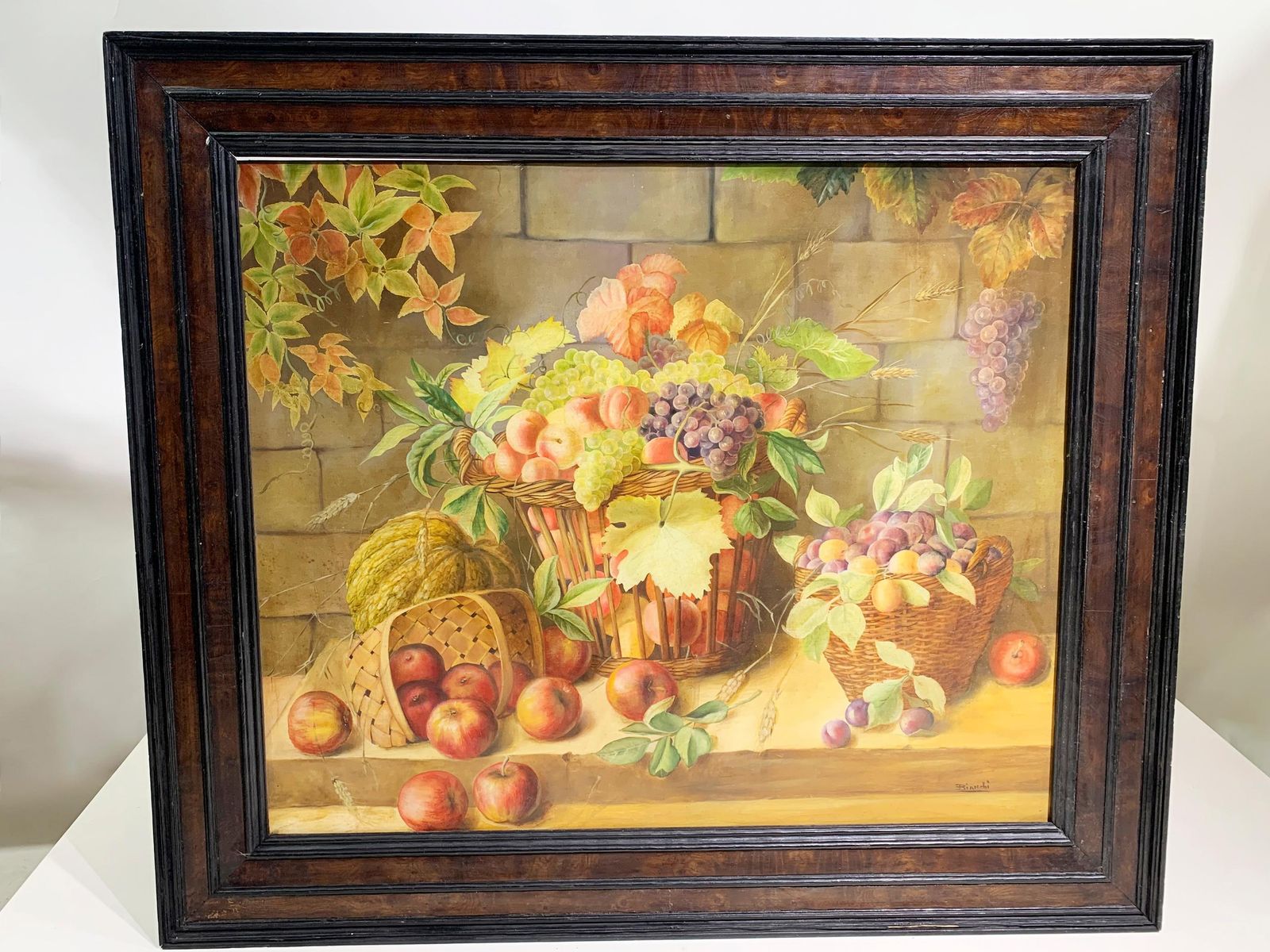 19th Century Still Life Wooden Framed Painting / Oil On Canvas, Signed Bianchi photo buy