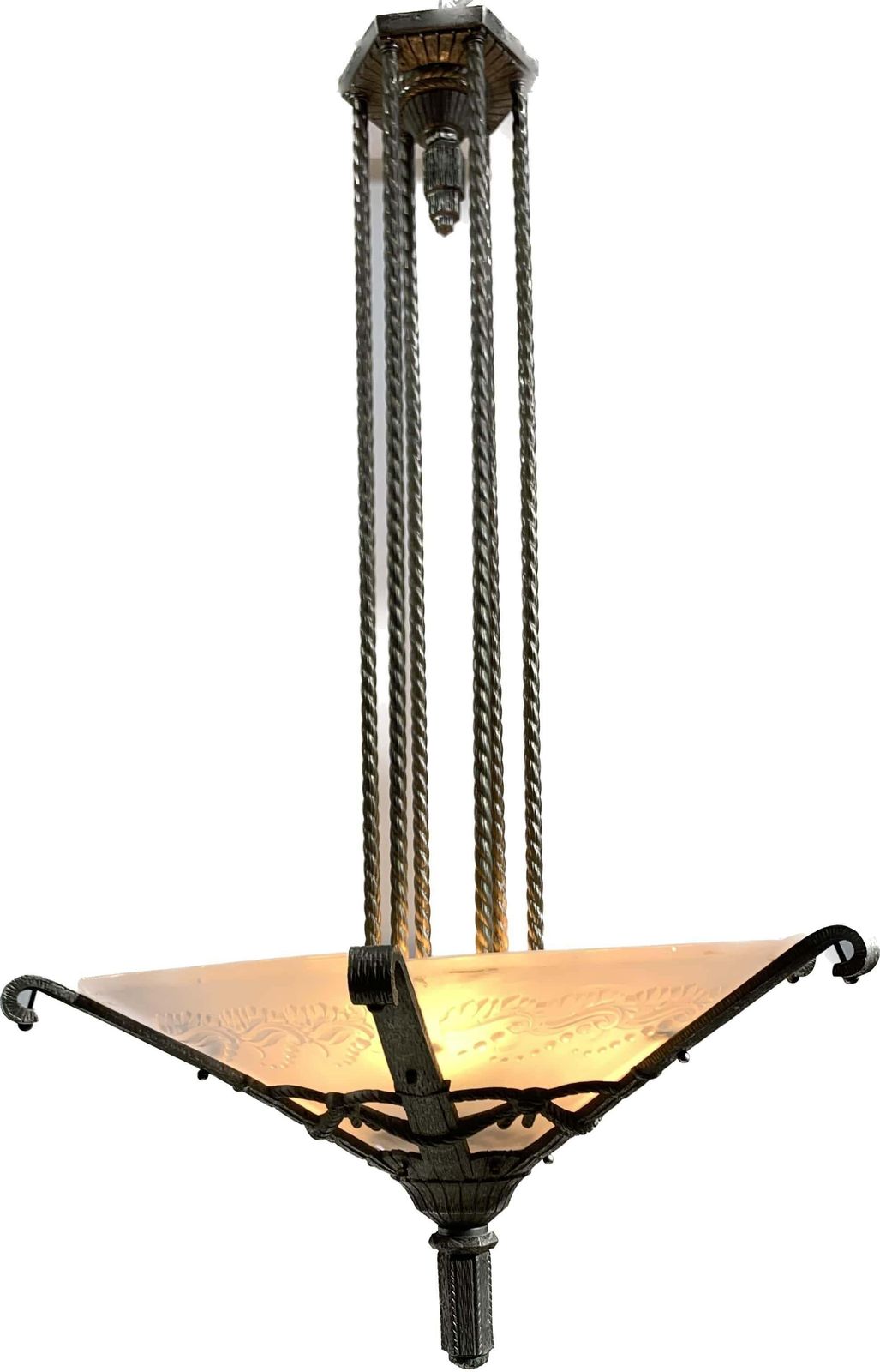 French Art Déco Chandelier Signed Muller Frères Luneville, Circa 1930 photo furniture